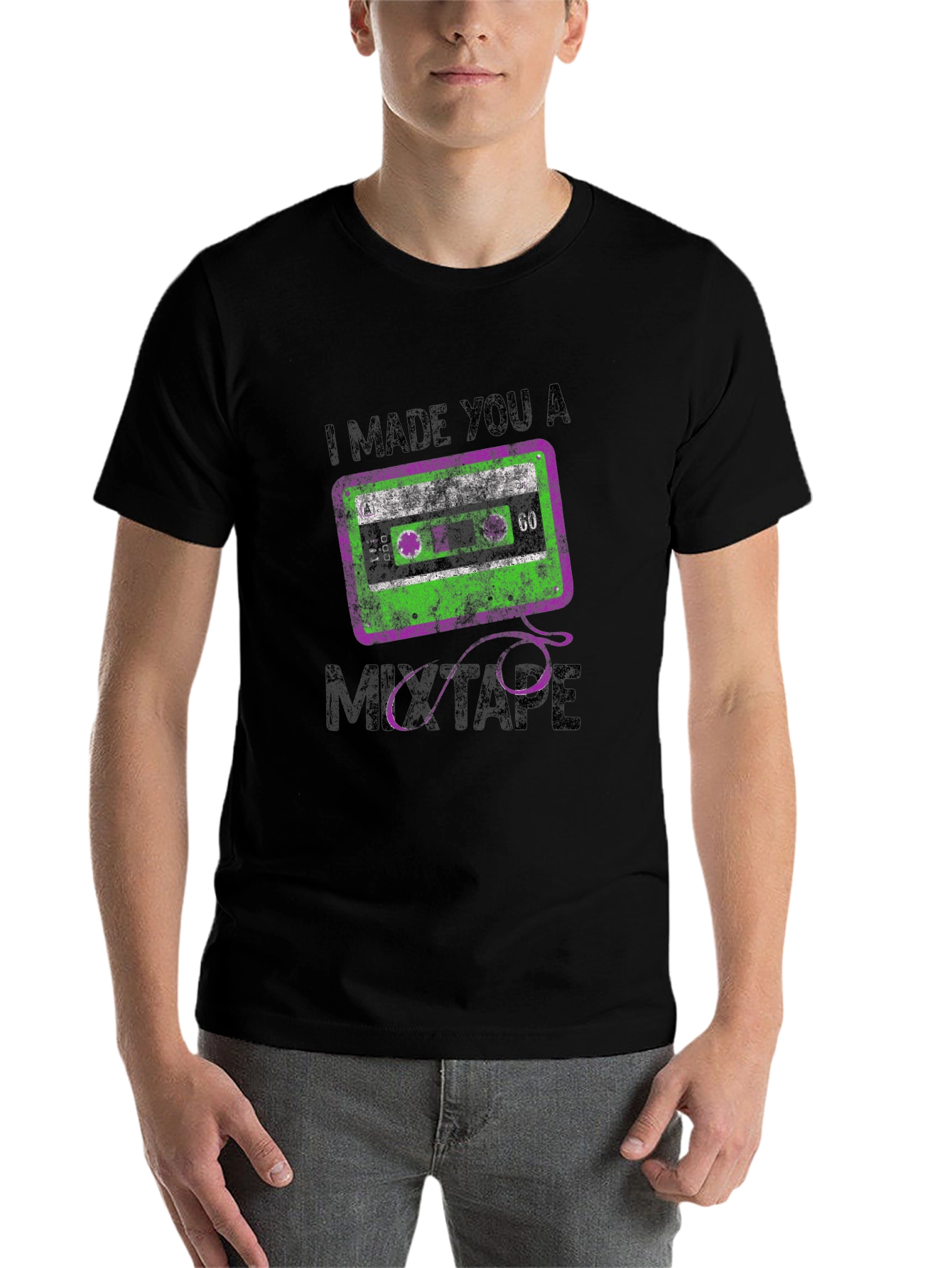 Black I Made You a Mixtape Graphic Tee - Vintage Cassette T-Shirt view 7