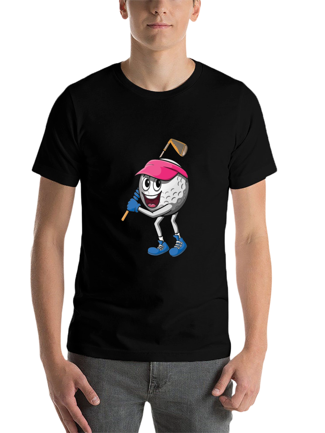 Black Golf Ball Cartoon Black T-Shirt view 7