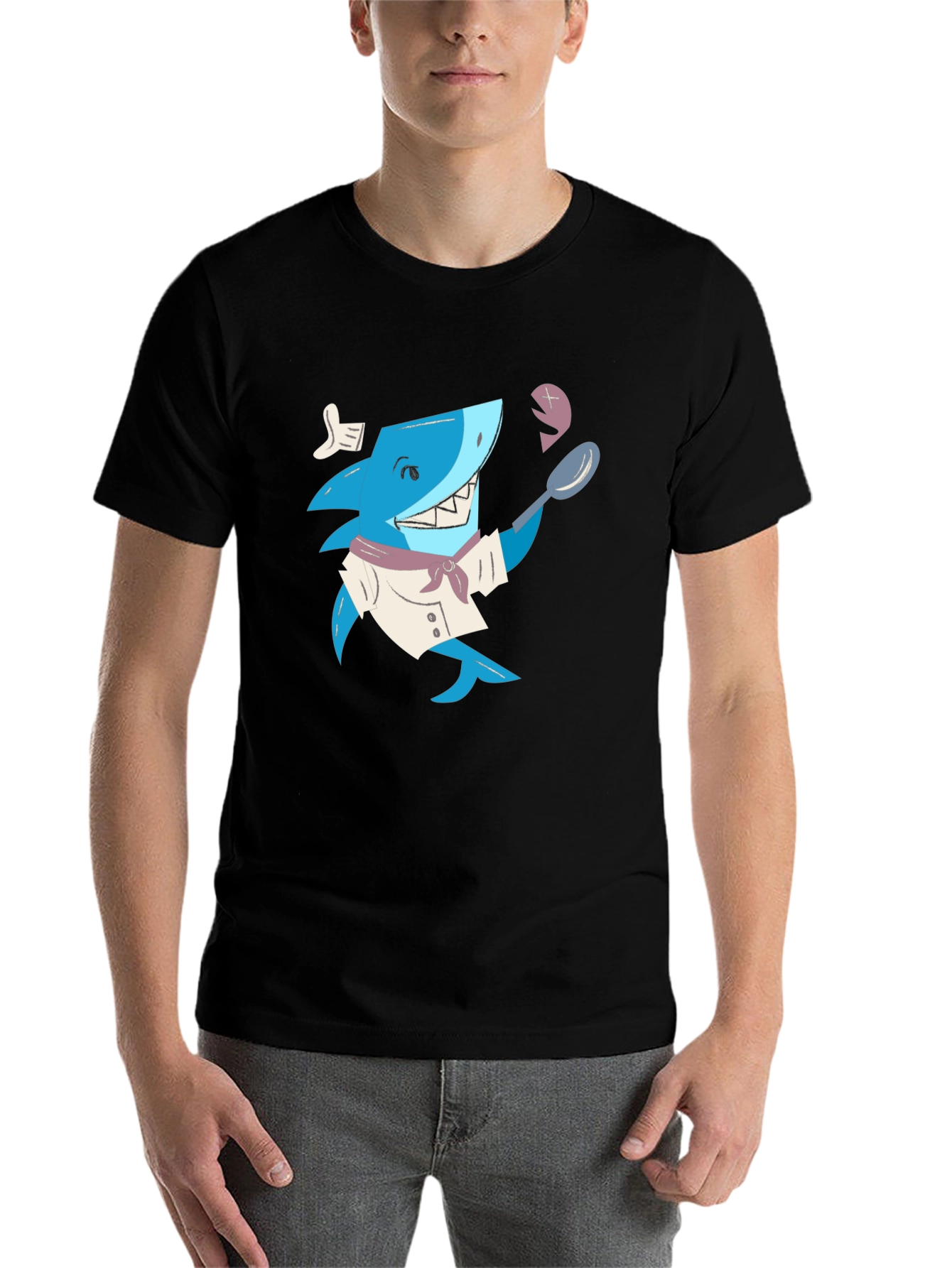 Black Chef Shark Graphic T-Shirt - Black view 7
