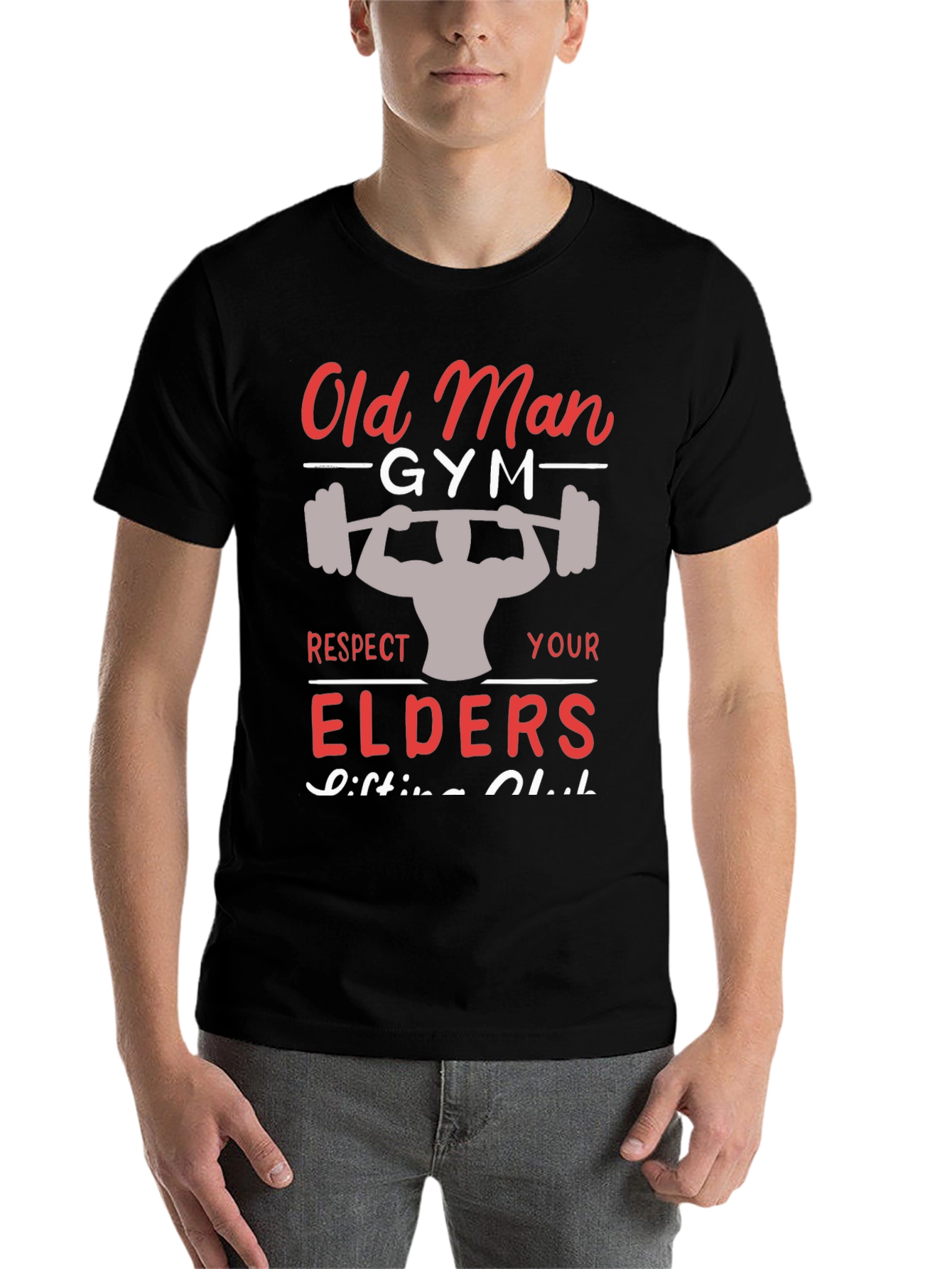 Black Old Man Gym T-Shirt - Respect Your Elders - Lifting Club view 7