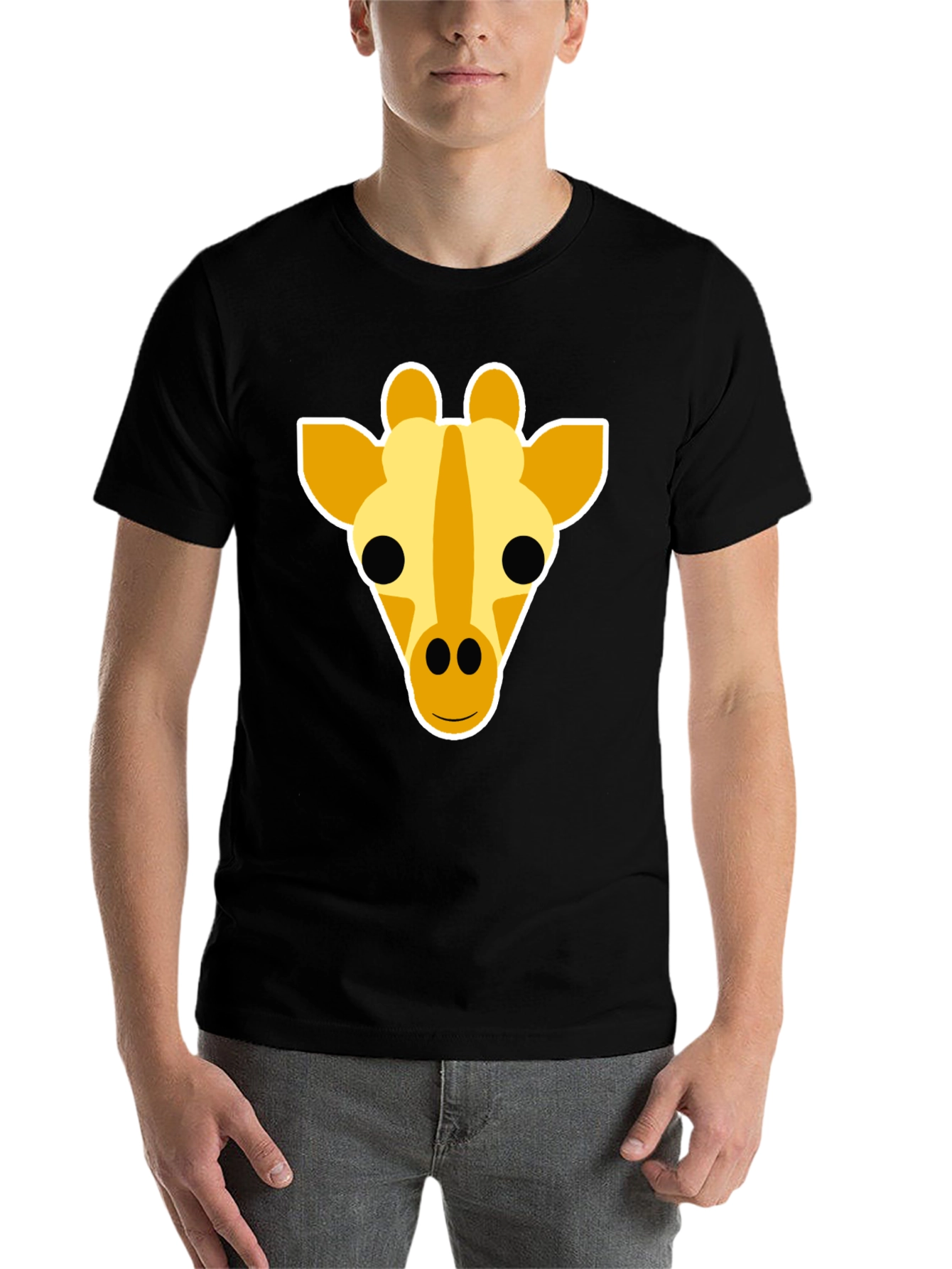 Black Giraffe Graphic Tee - Black Cotton T-Shirt view 7