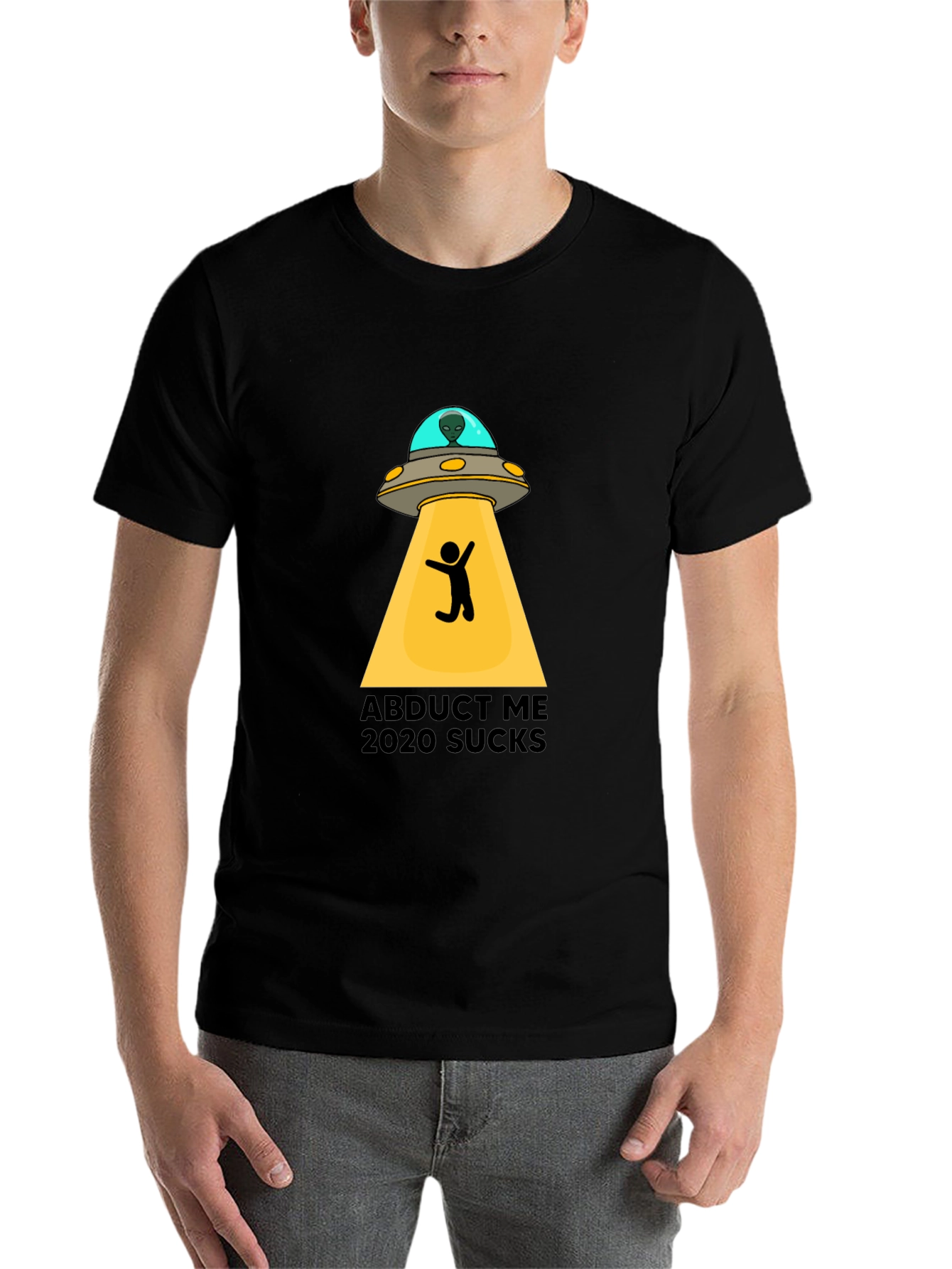 Black Abduct Me 2020 Sucks Graphic Tee view 7