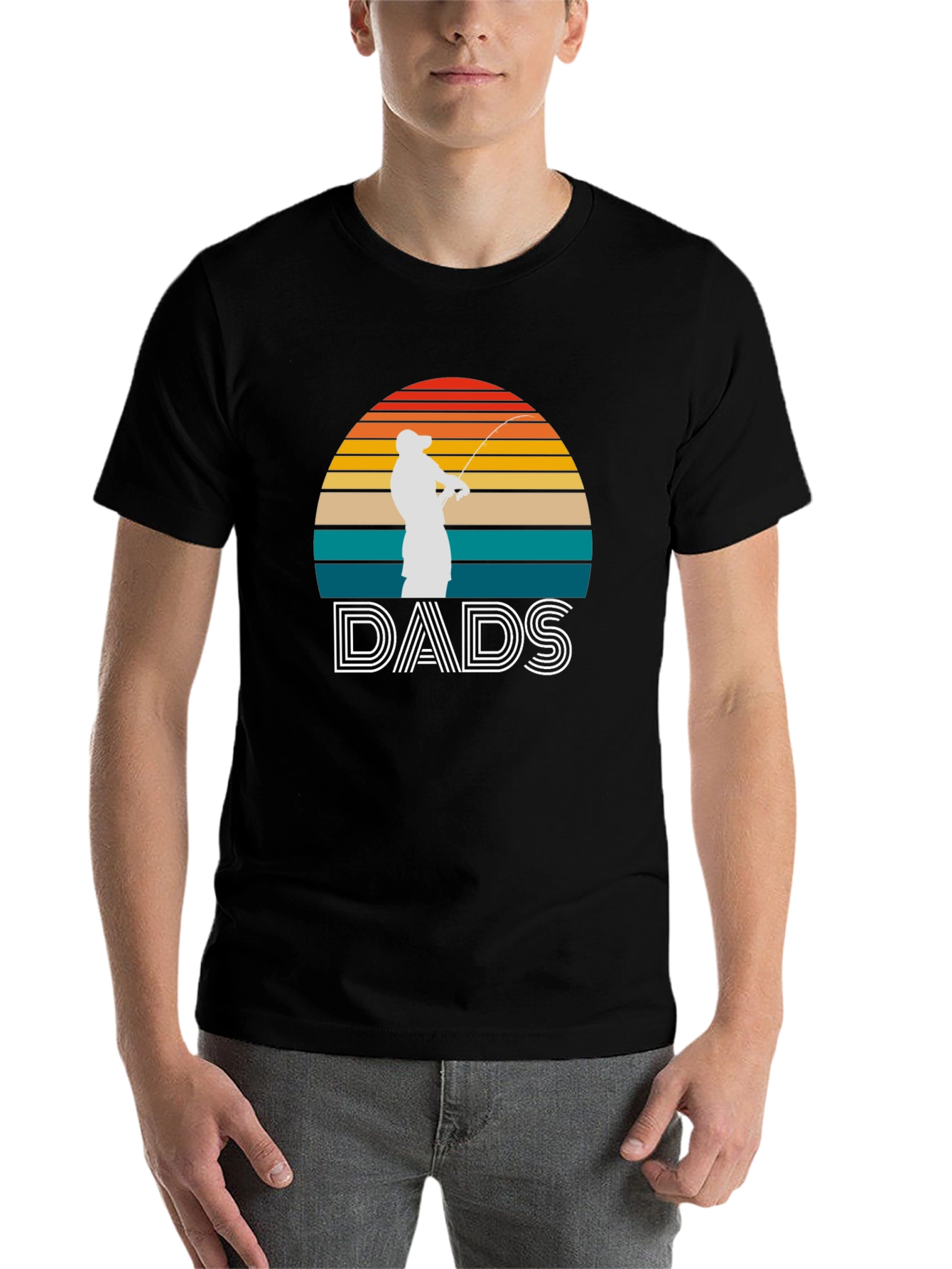 Black Dads Fishing Sunset Graphic Tee - Father's Day Gift view 7