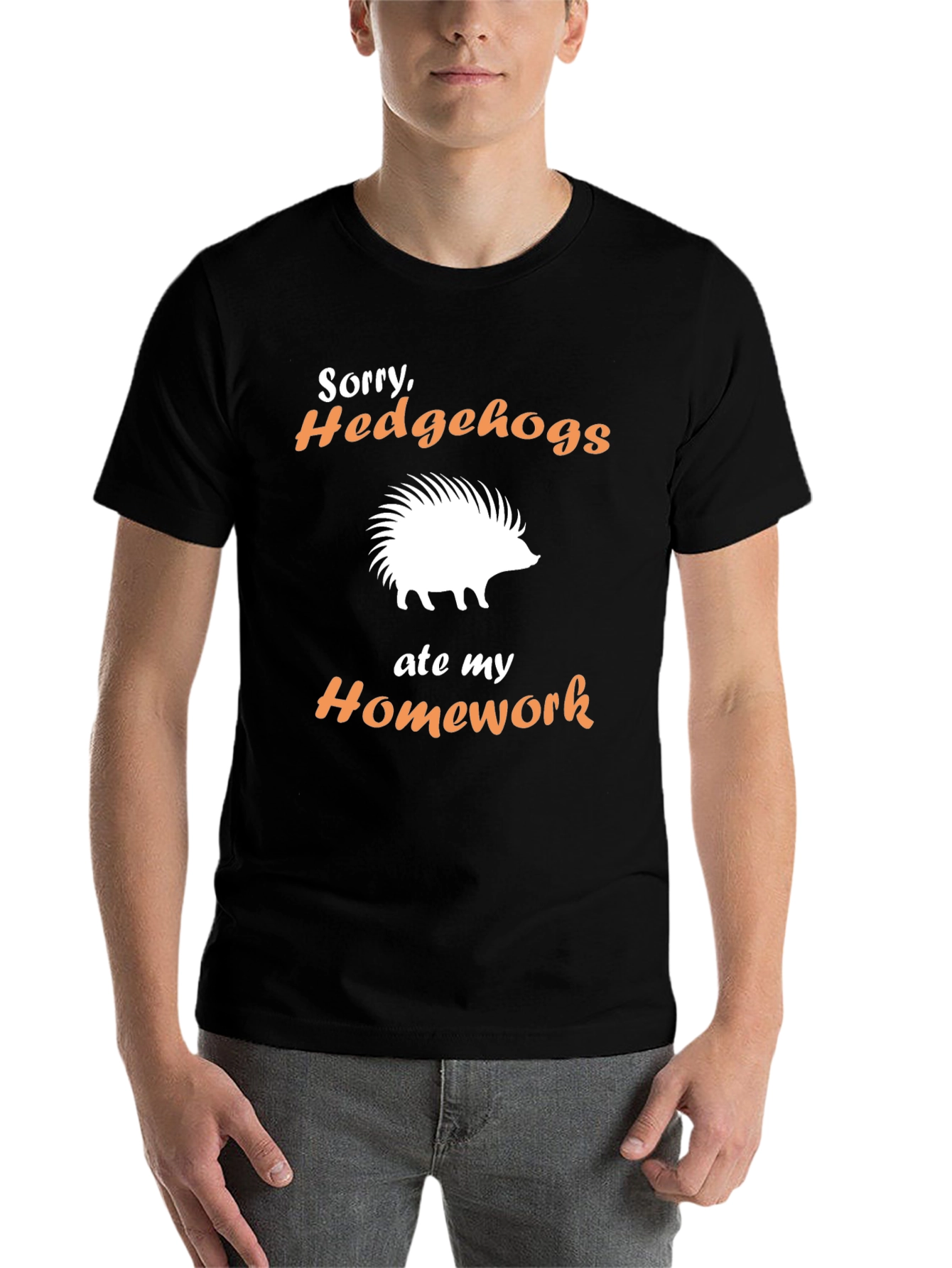 Black Sorry Hedgehogs Ate My Homework T-Shirt view 7