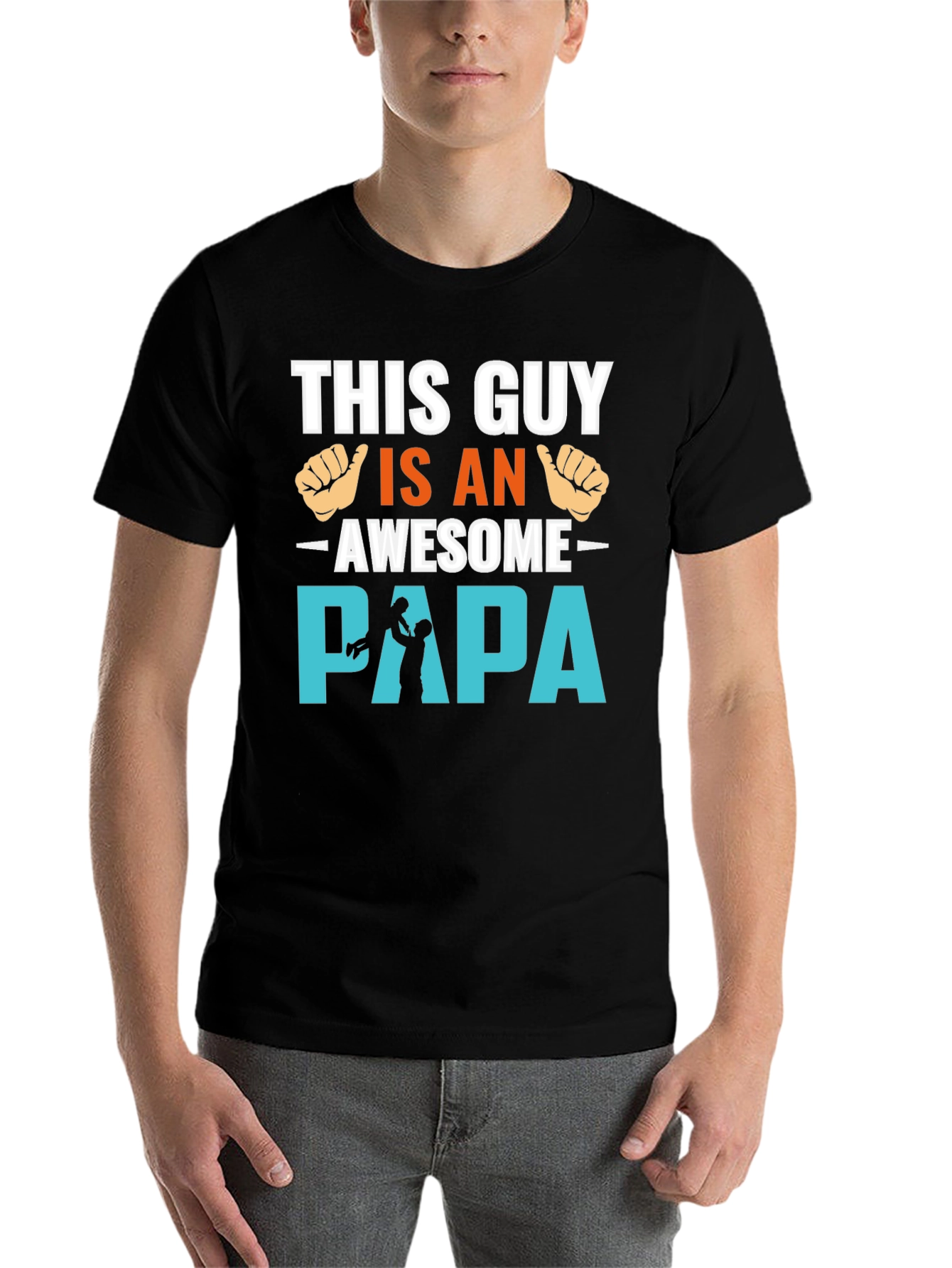 Black Awesome Papa T-Shirt view 7