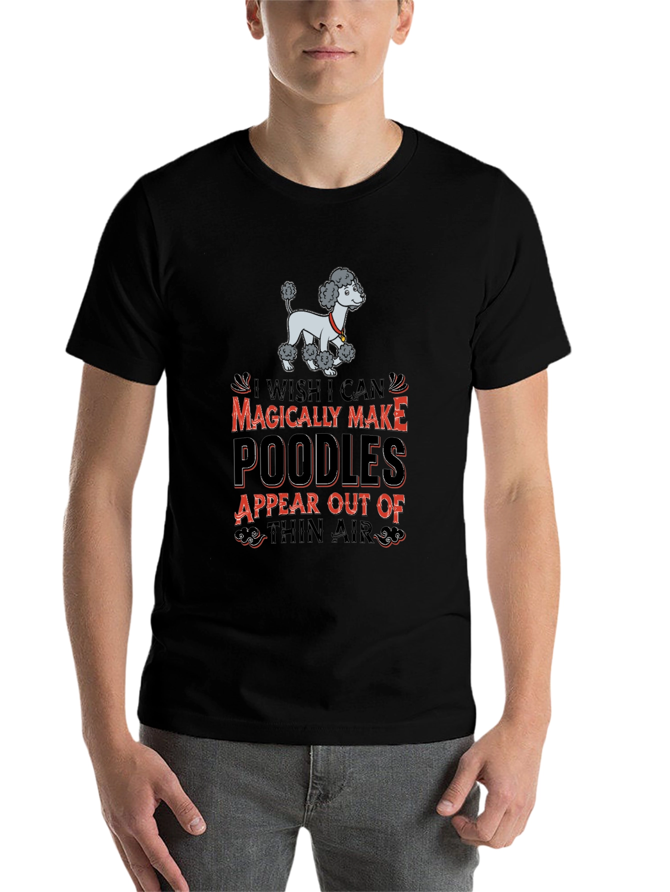 Black Magical Poodles Graphic Tee - Fun Novelty Shirt view 7
