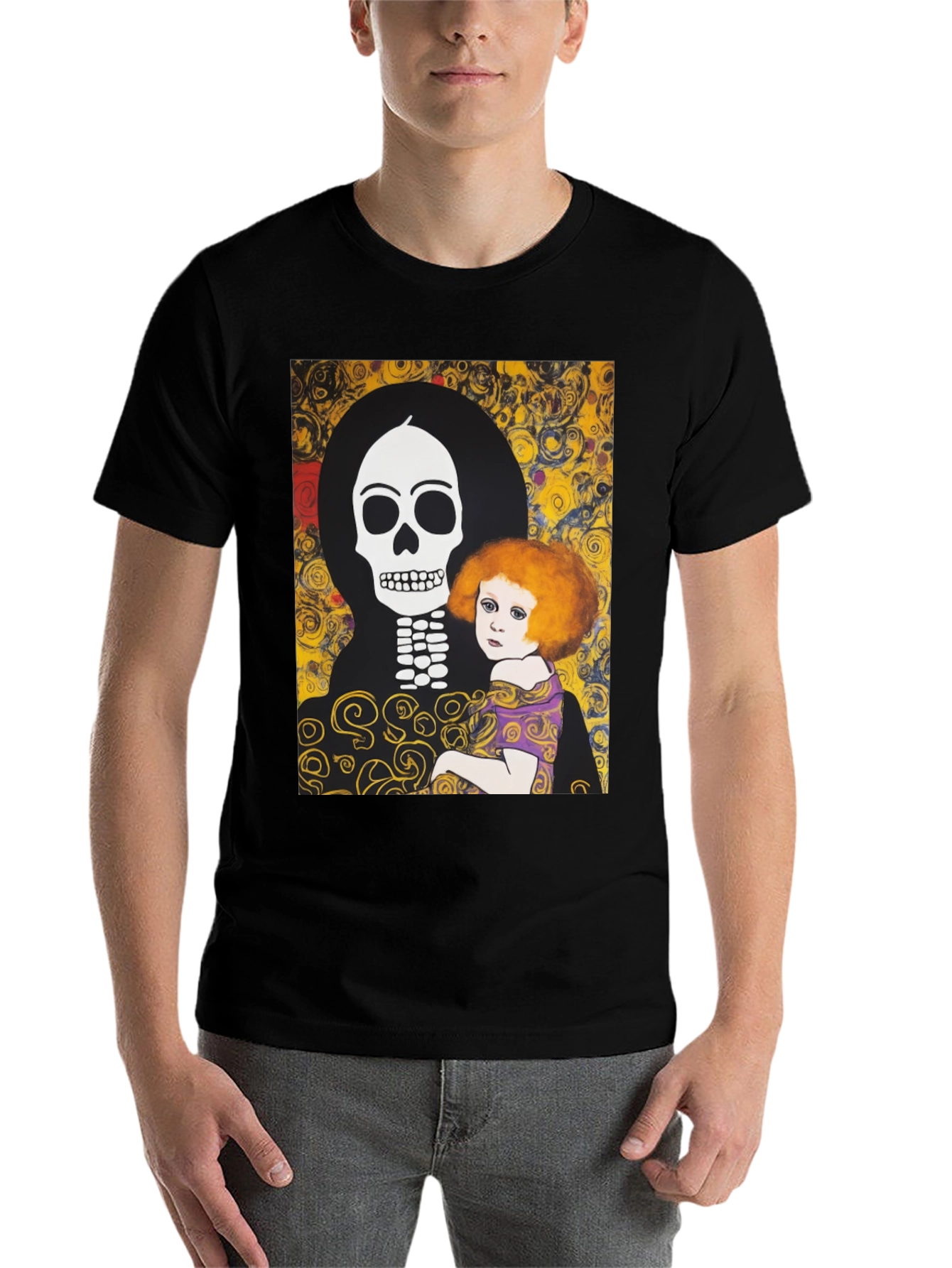Black Klimt Death & Life Graphic Tee - Dark Humor Art view 7