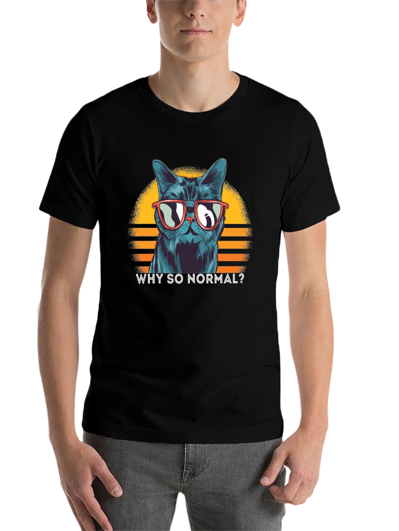 Black Cool Cat T-Shirt: Why So Normal? view 7