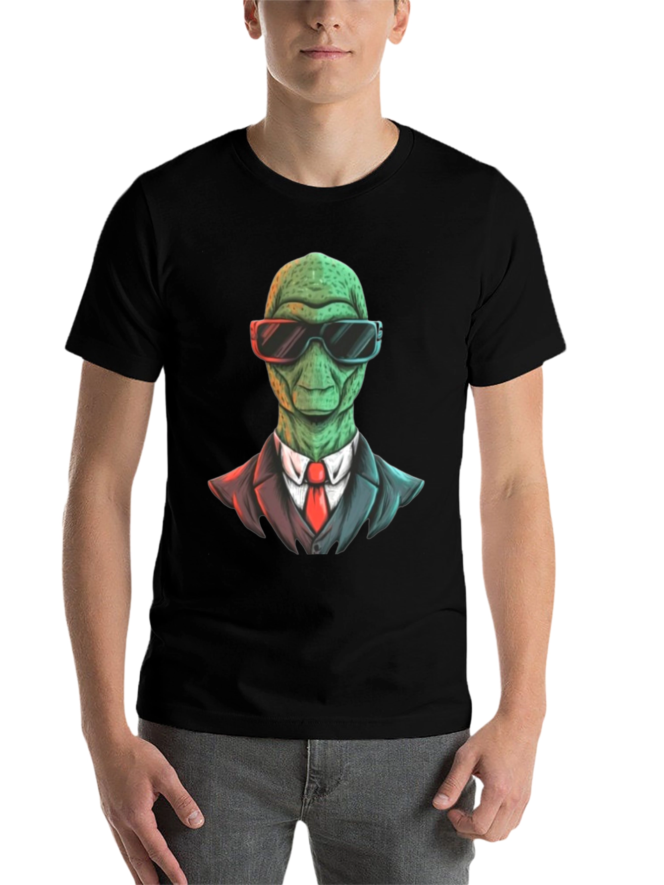 Black Alien in Suit Graphic T-Shirt view 7