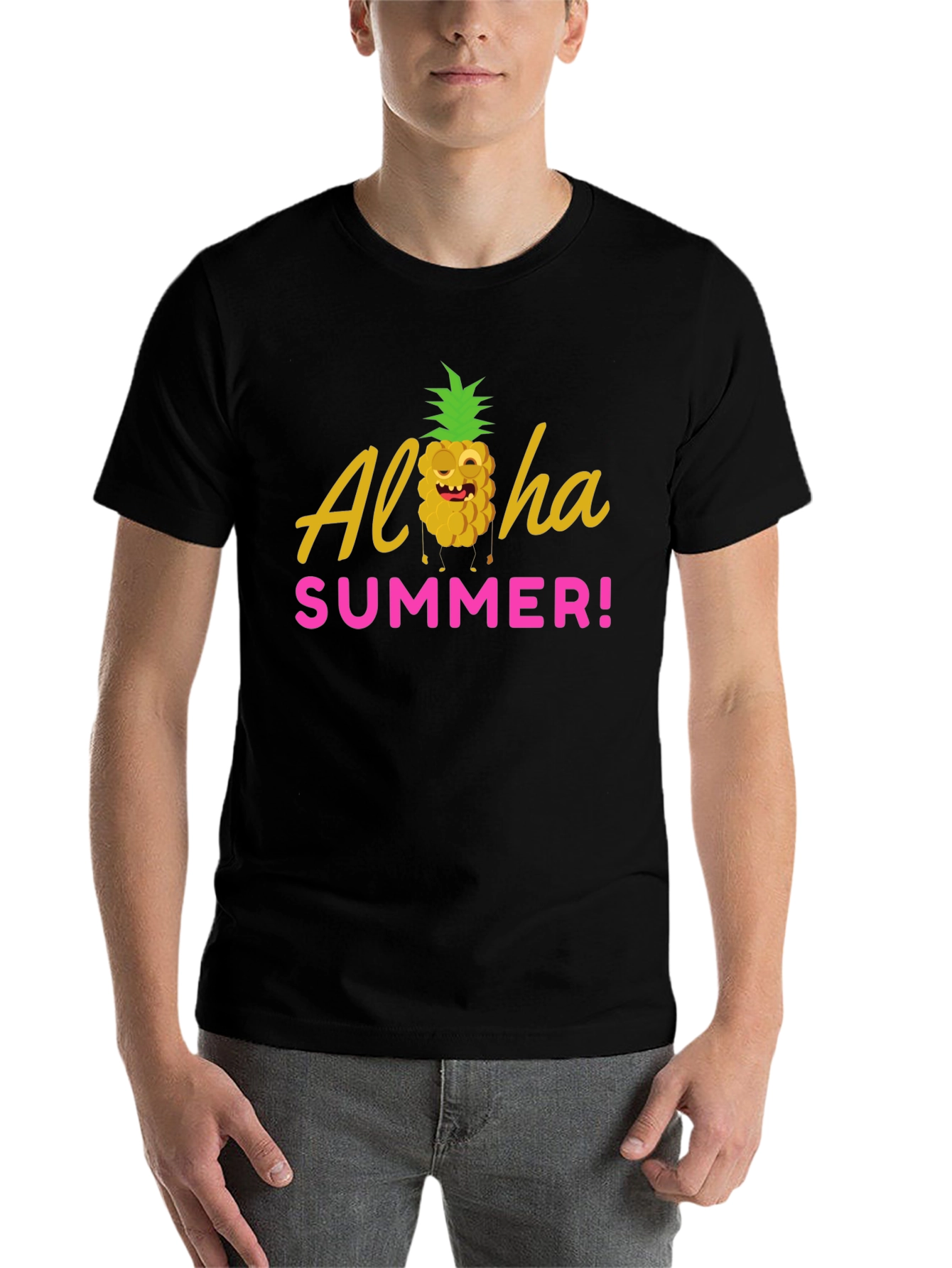 Black Aloha Summer Graphic T-Shirt - Black view 7