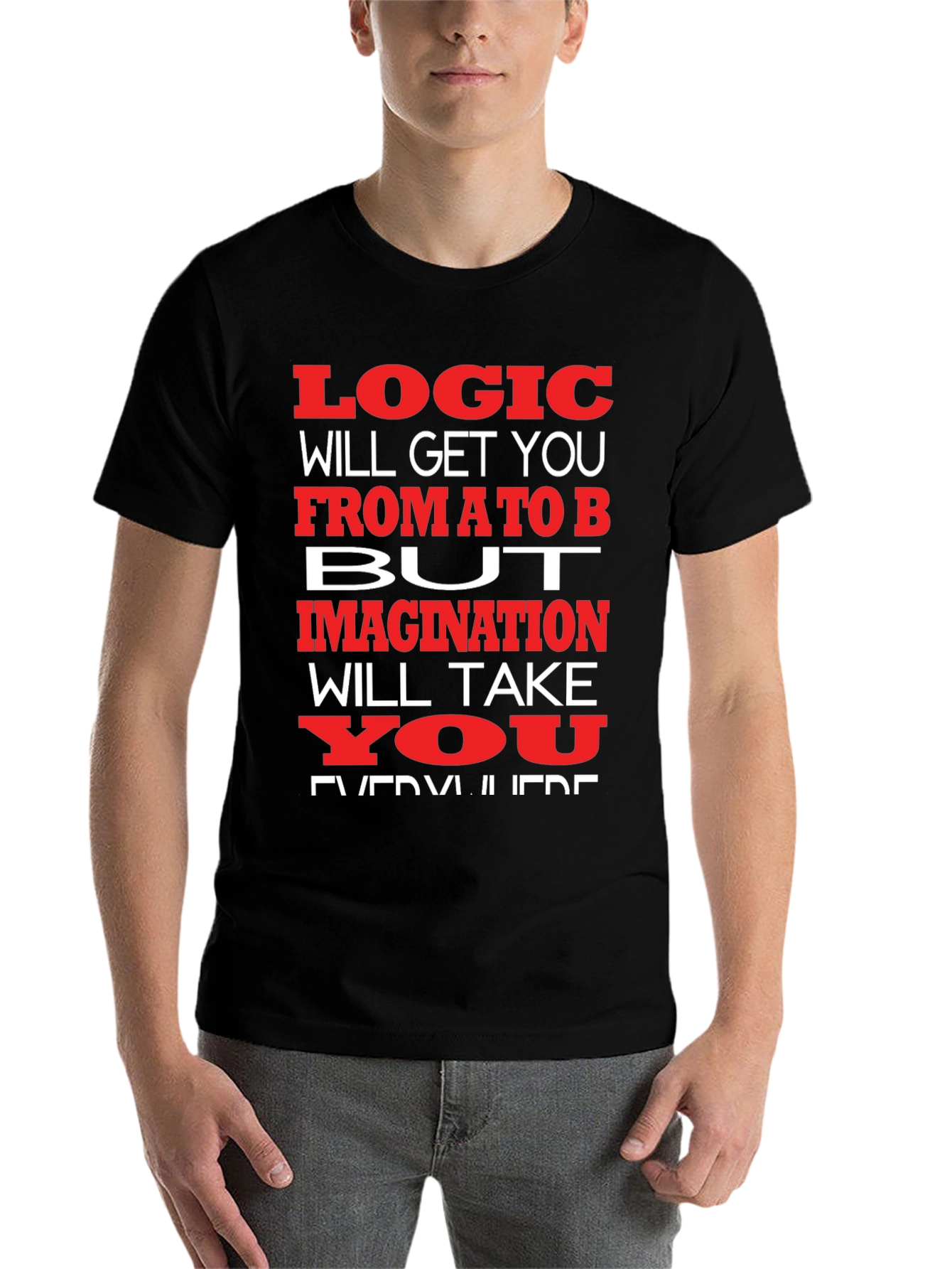 Black Logic vs. Imagination Graphic T-Shirt view 7