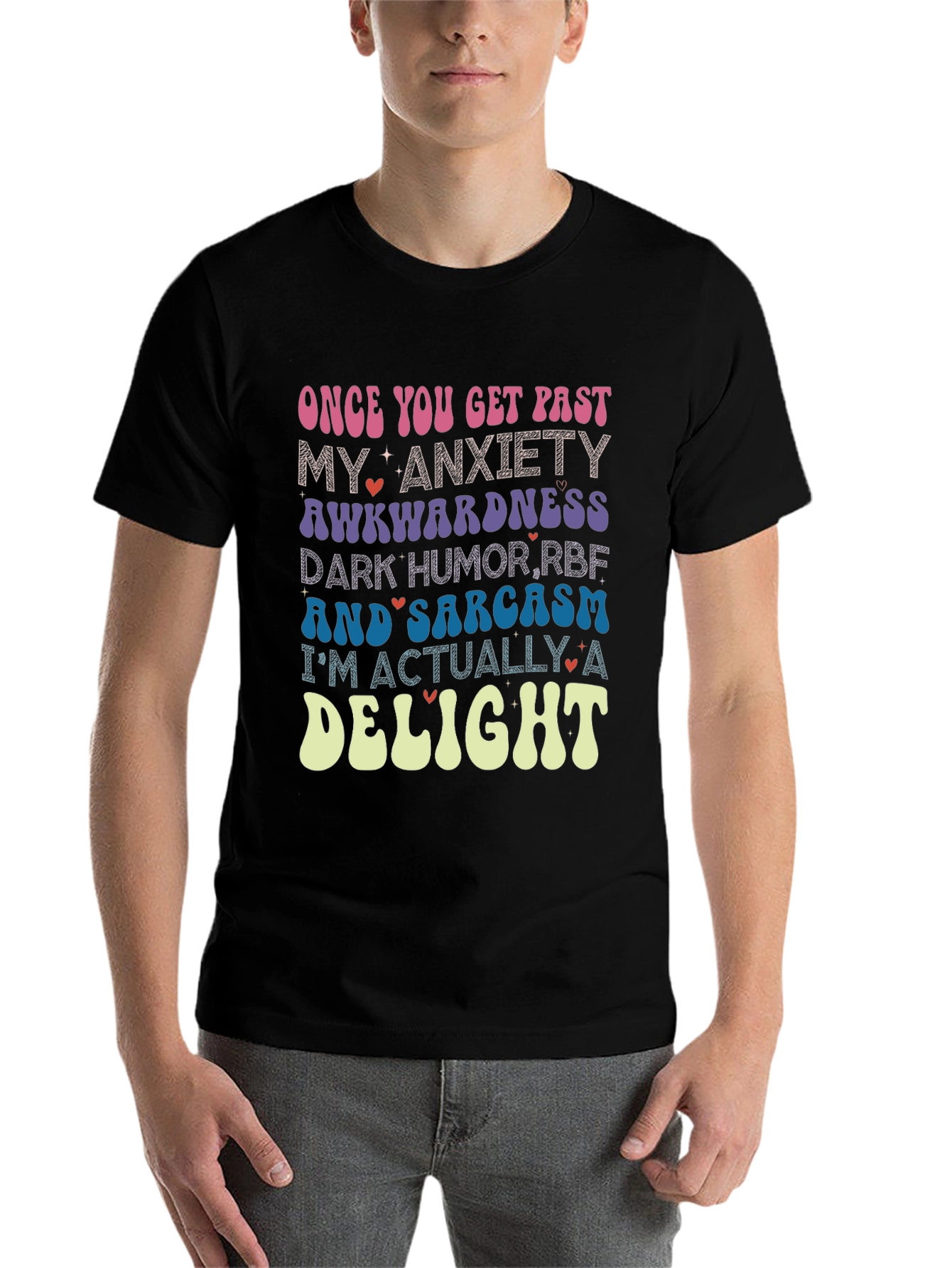 Black Anxiety Sarcasm Delight Novelty Graphic Tee view 7