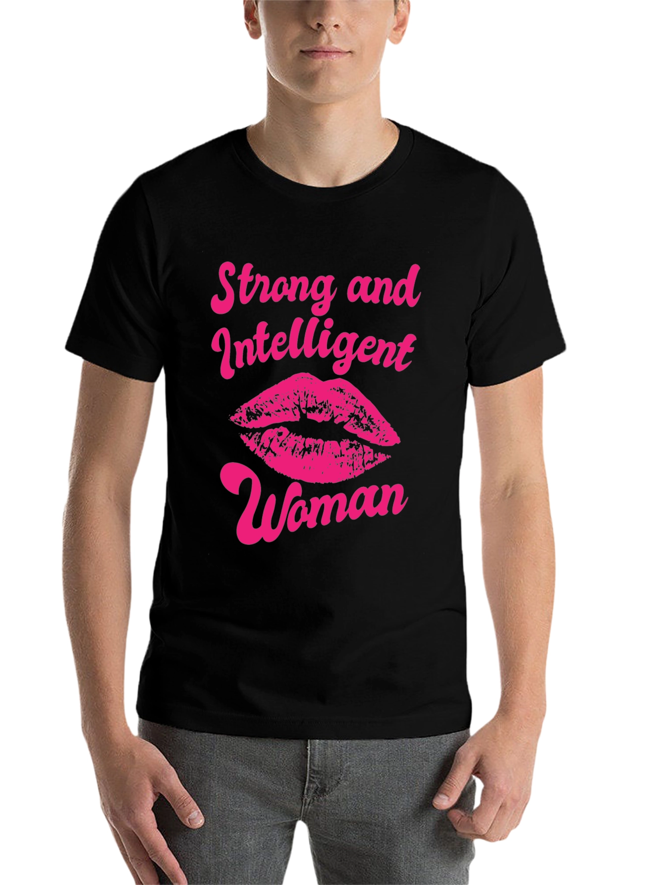 Black Strong Intelligent Woman Lips Graphic T-Shirt view 7