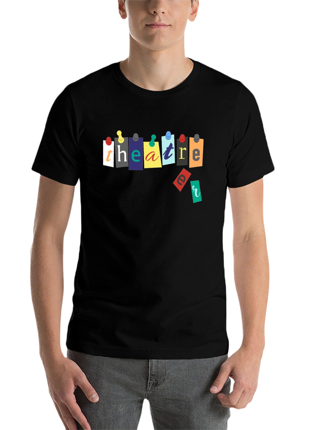 Black Theatre Push Pin T-Shirt view 7