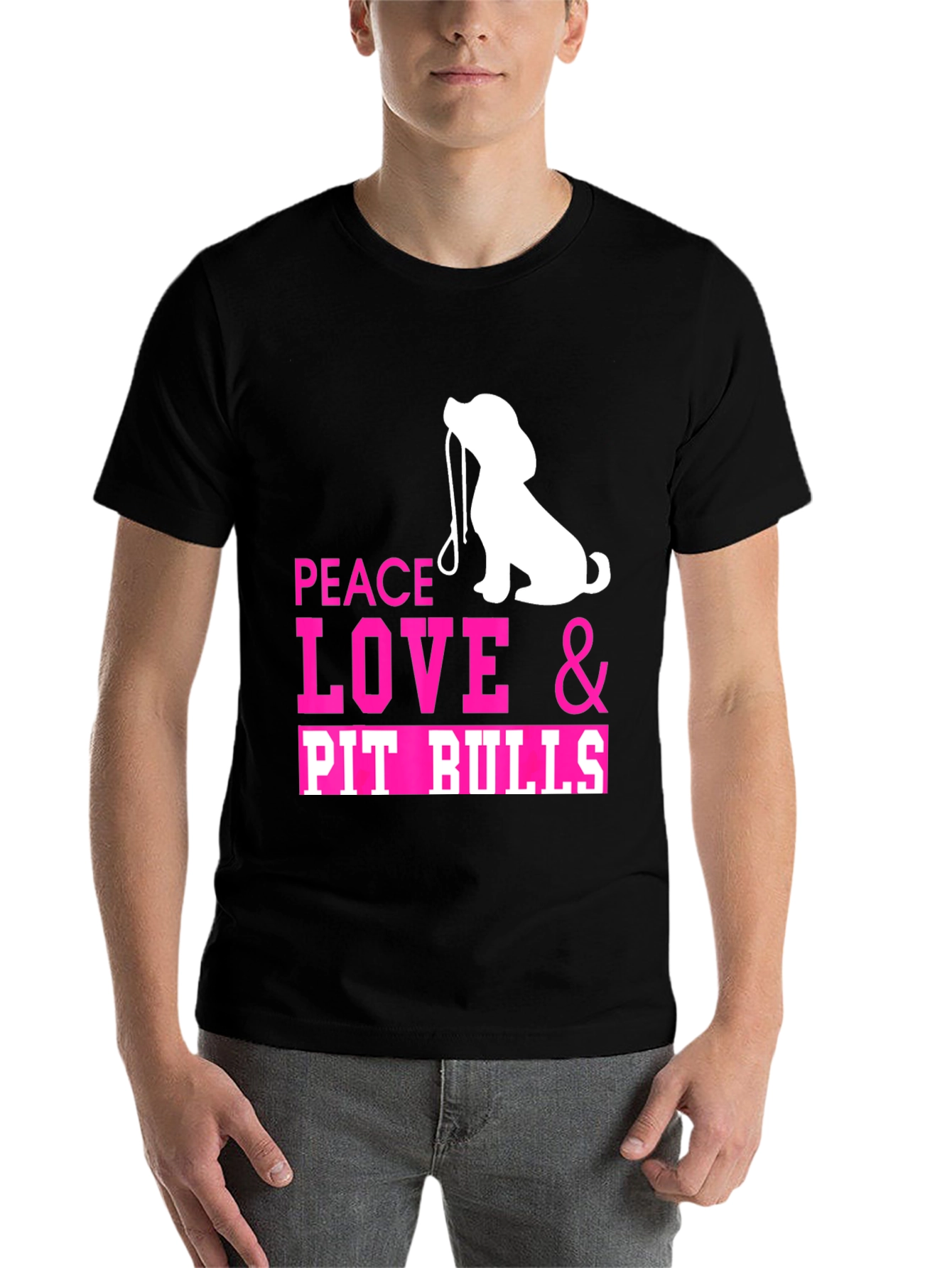 Black Peace Love & Pit Bulls T-Shirt view 7