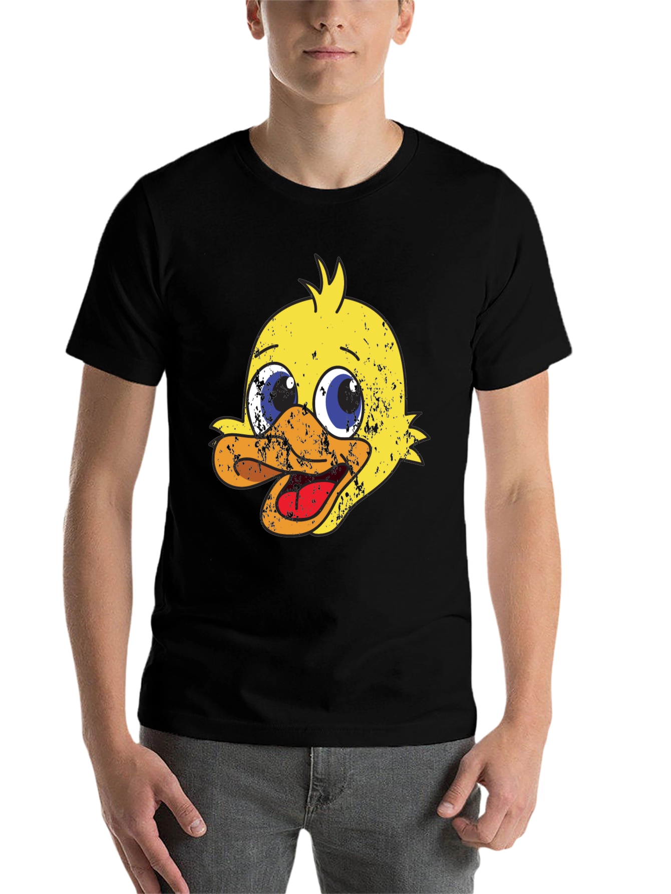 Black Duck Cartoon Graphic Print Black T-Shirt view 7