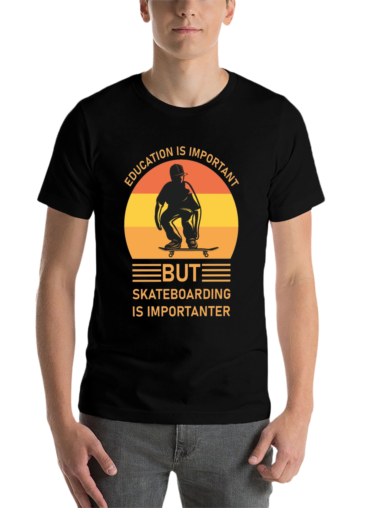 Skateboarding Graphic Tee - Education is Important, But... - 7