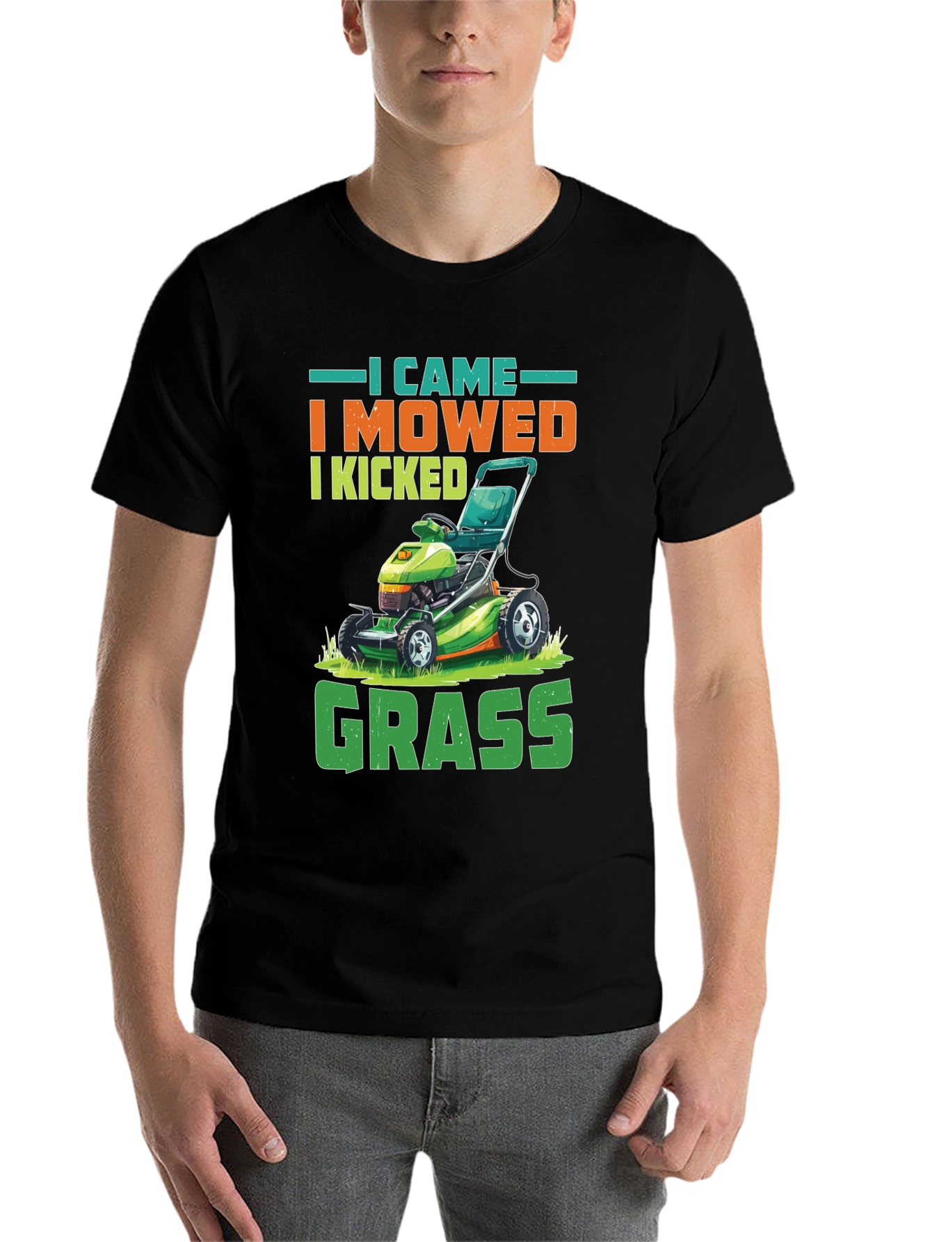 Black I Came I Mowed Funny Lawn Mowing T-Shirt view 7