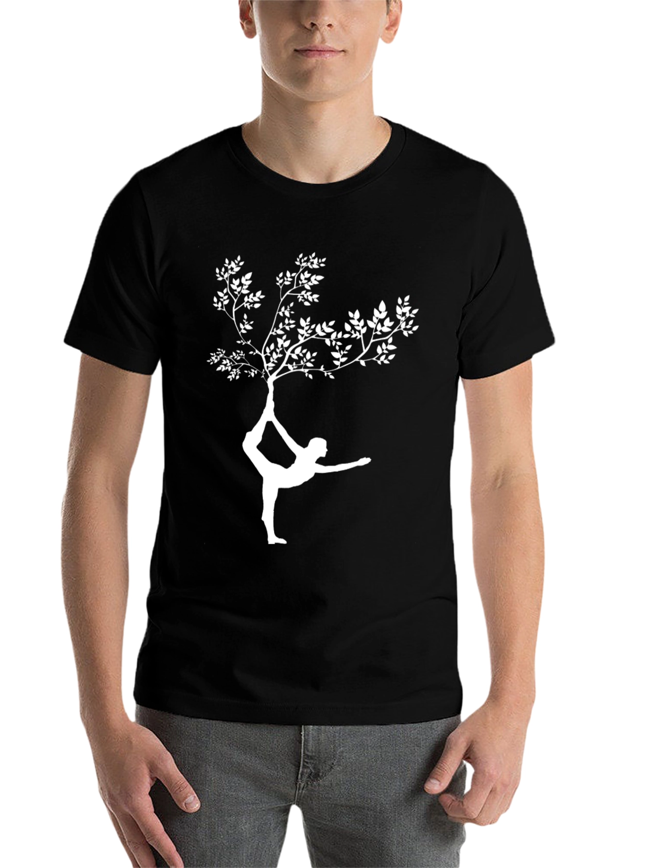 Black Yoga Tree Graphic Tee - Balance & Style view 7