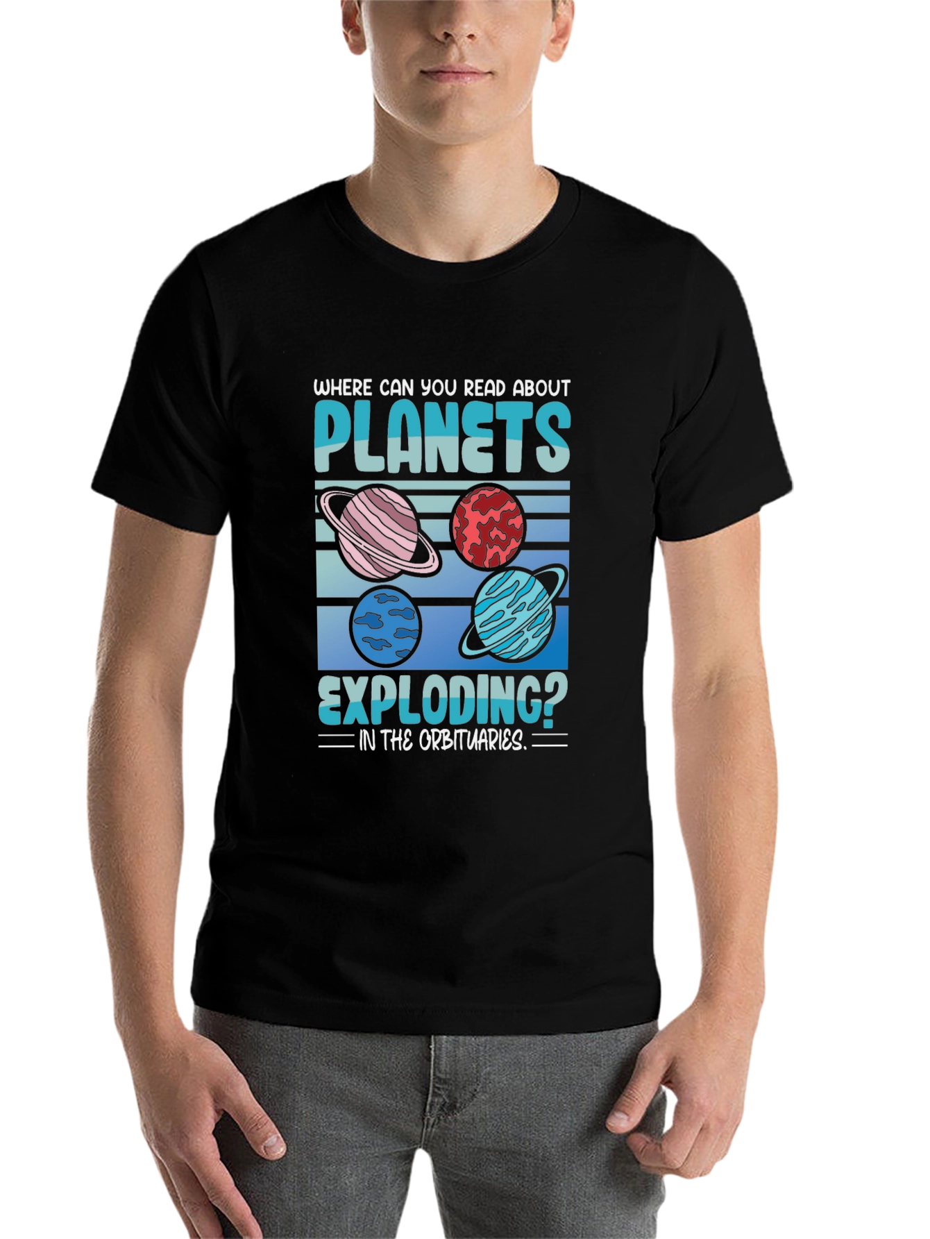Black Planets Exploding T-Shirt: Space Humor Tee view 7