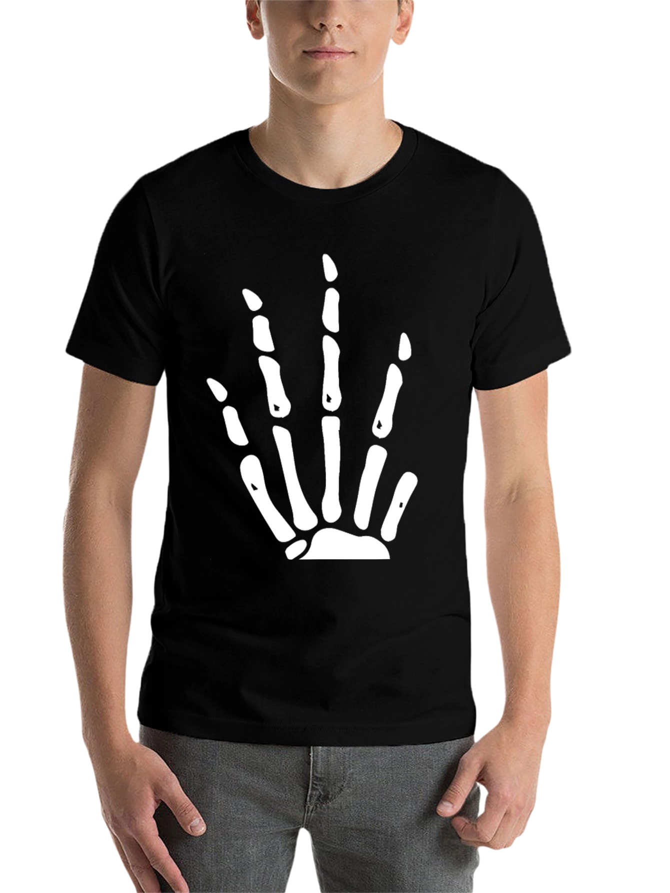 Black Skeleton Hand Graphic Black T-Shirt view 7
