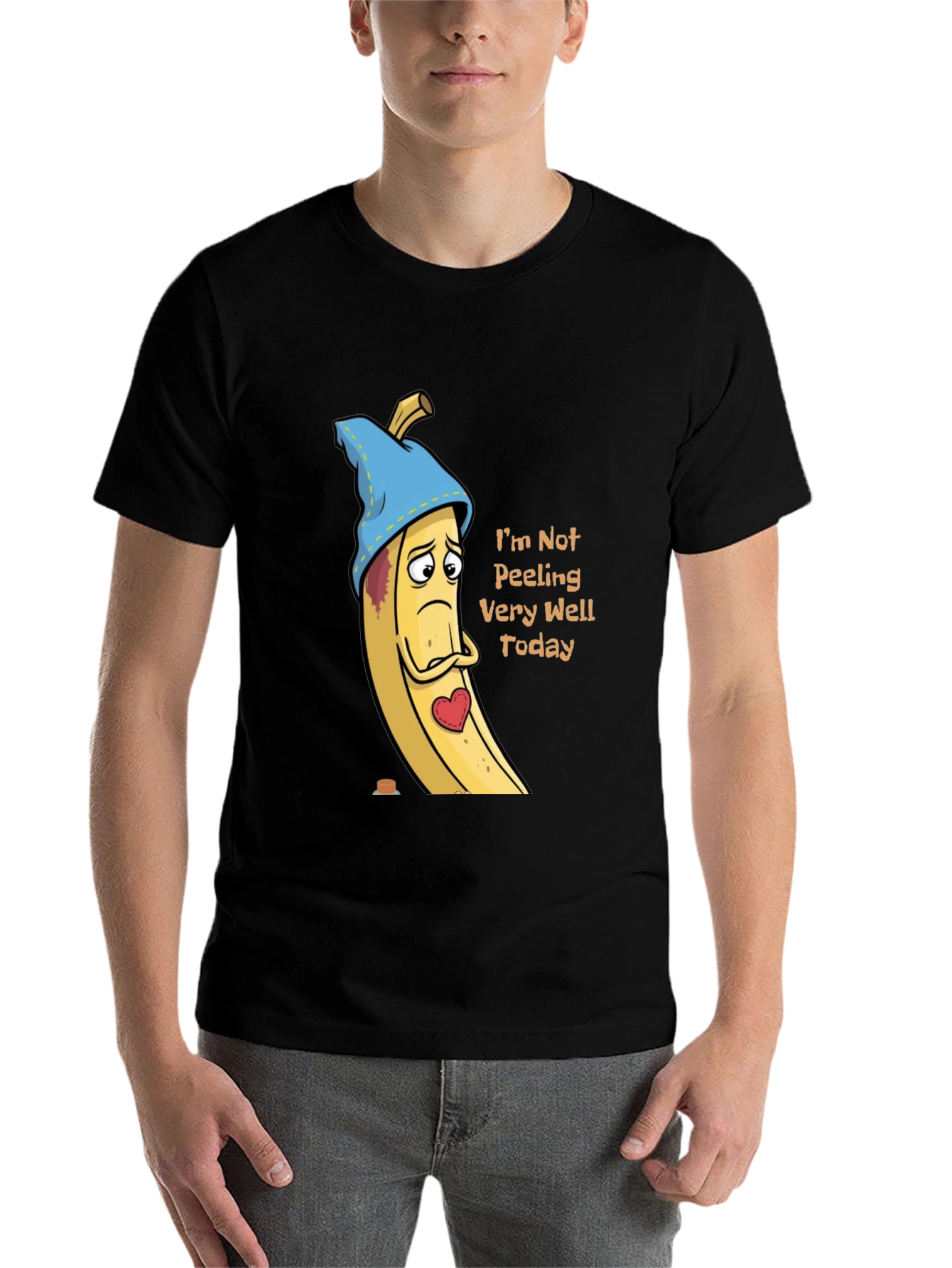 Black Sad Banana T-Shirt - Funny Graphic Tee view 7