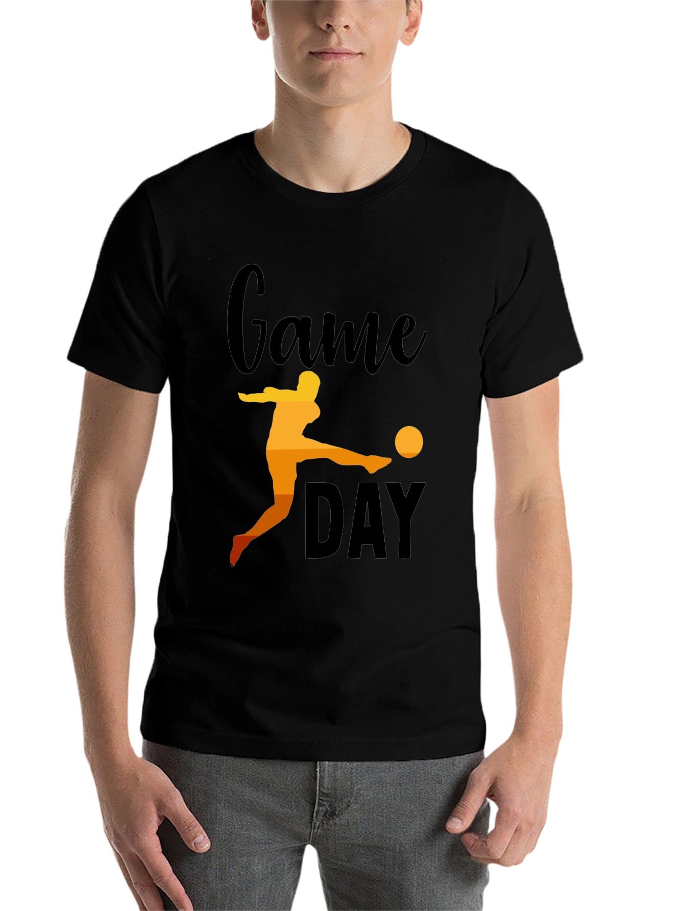 Black Game Day Soccer Graphic Tee - Black Cotton view 7