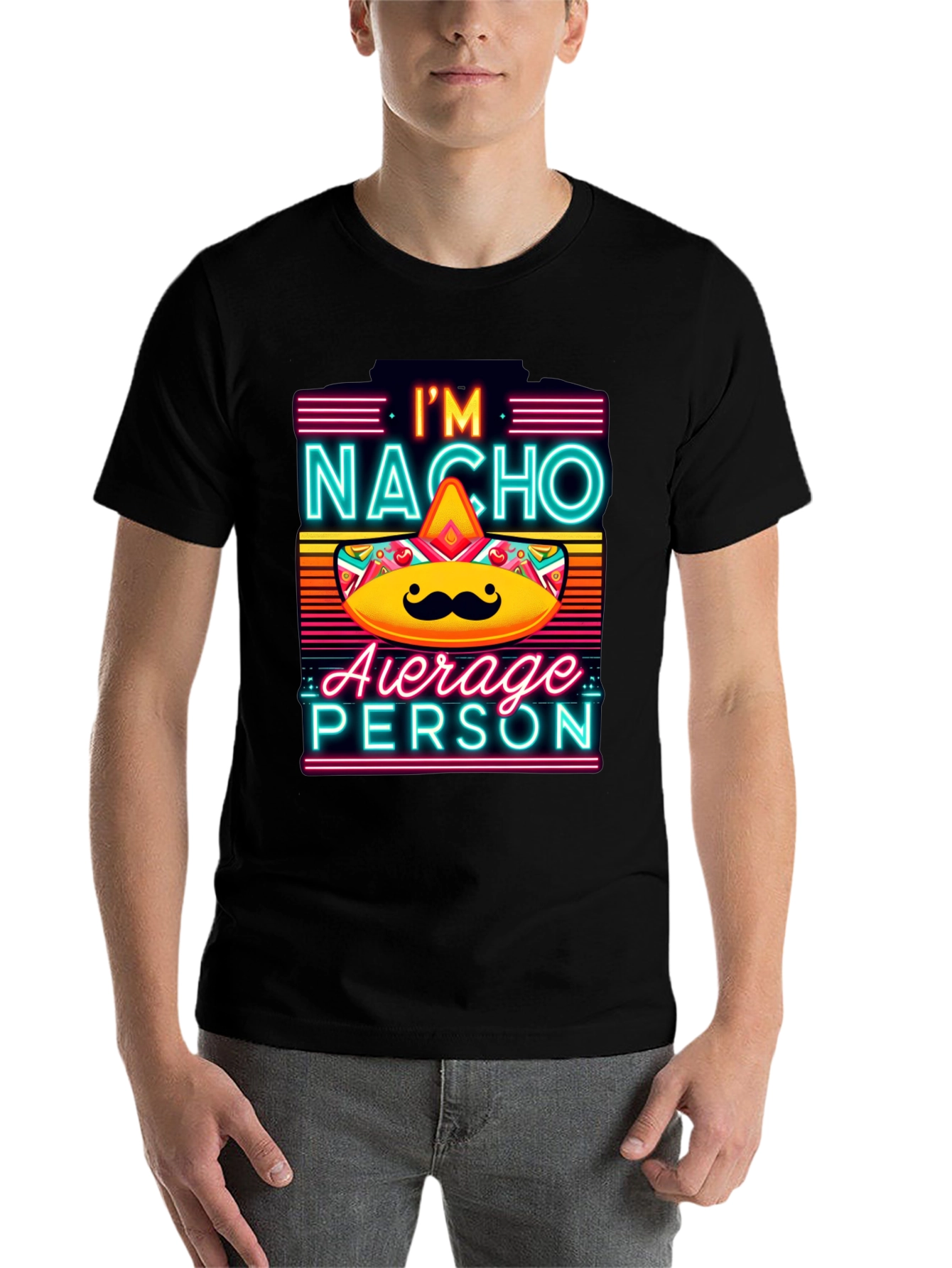 Black Nacho Average Person T-Shirt - Funny Novelty Tee view 7