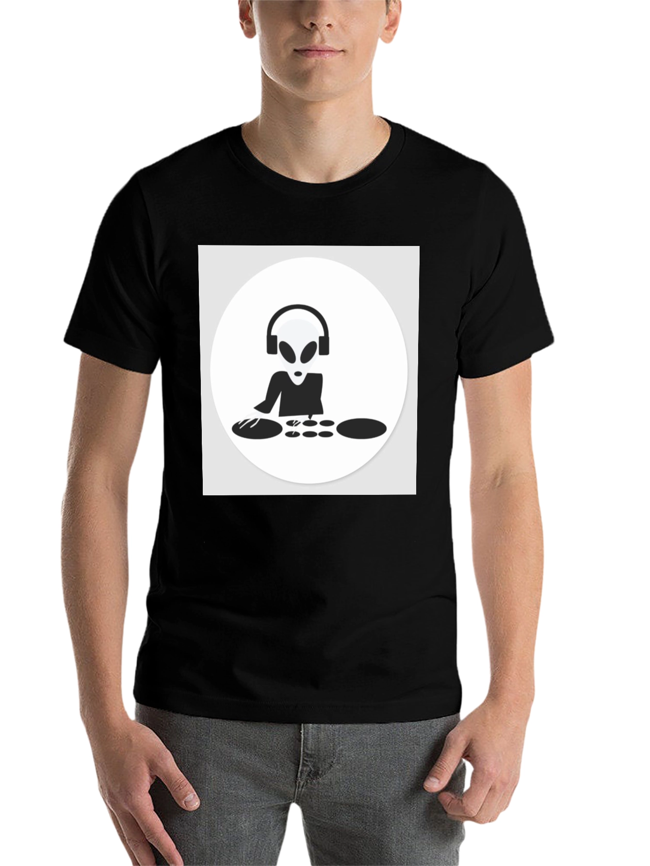 Black DJ Alien T-Shirt - Black Cotton Graphic Tee view 7