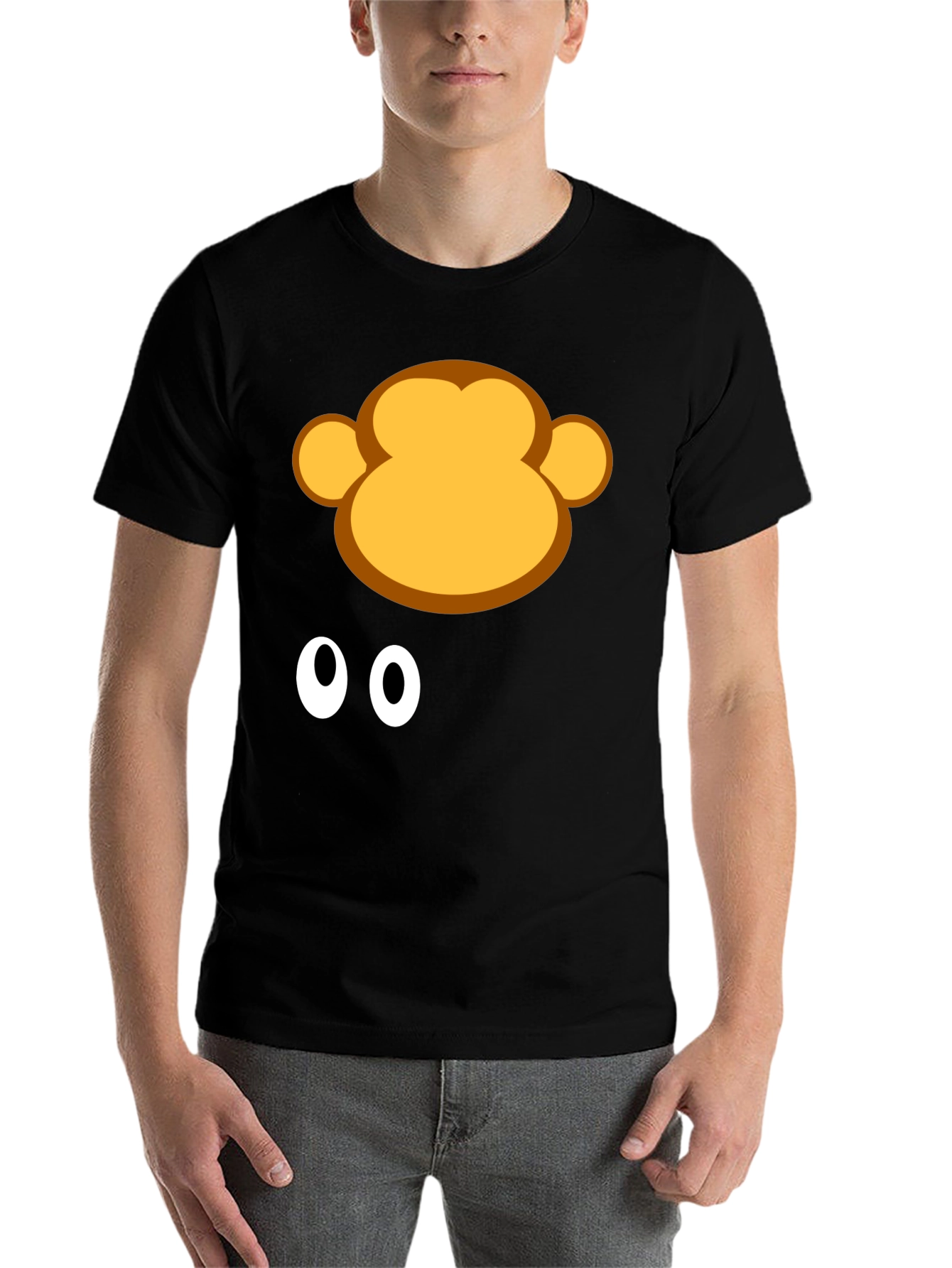 Black Monkey Face Graphic Tee - Fun Black T-Shirt view 7