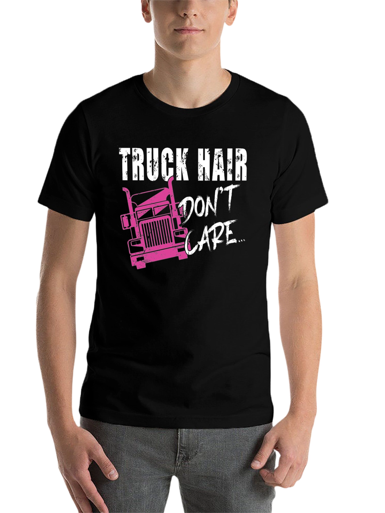 Black Truck Hair Don't Care Graphic T-Shirt view 7