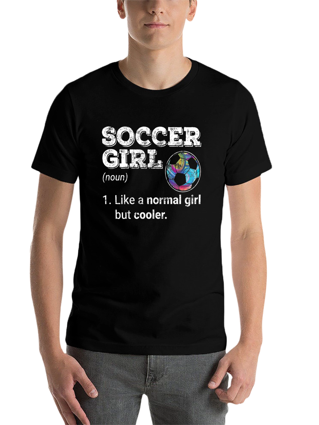 Black Soccer Girl Definition Graphic Tee - Cool & Comfortable view 7