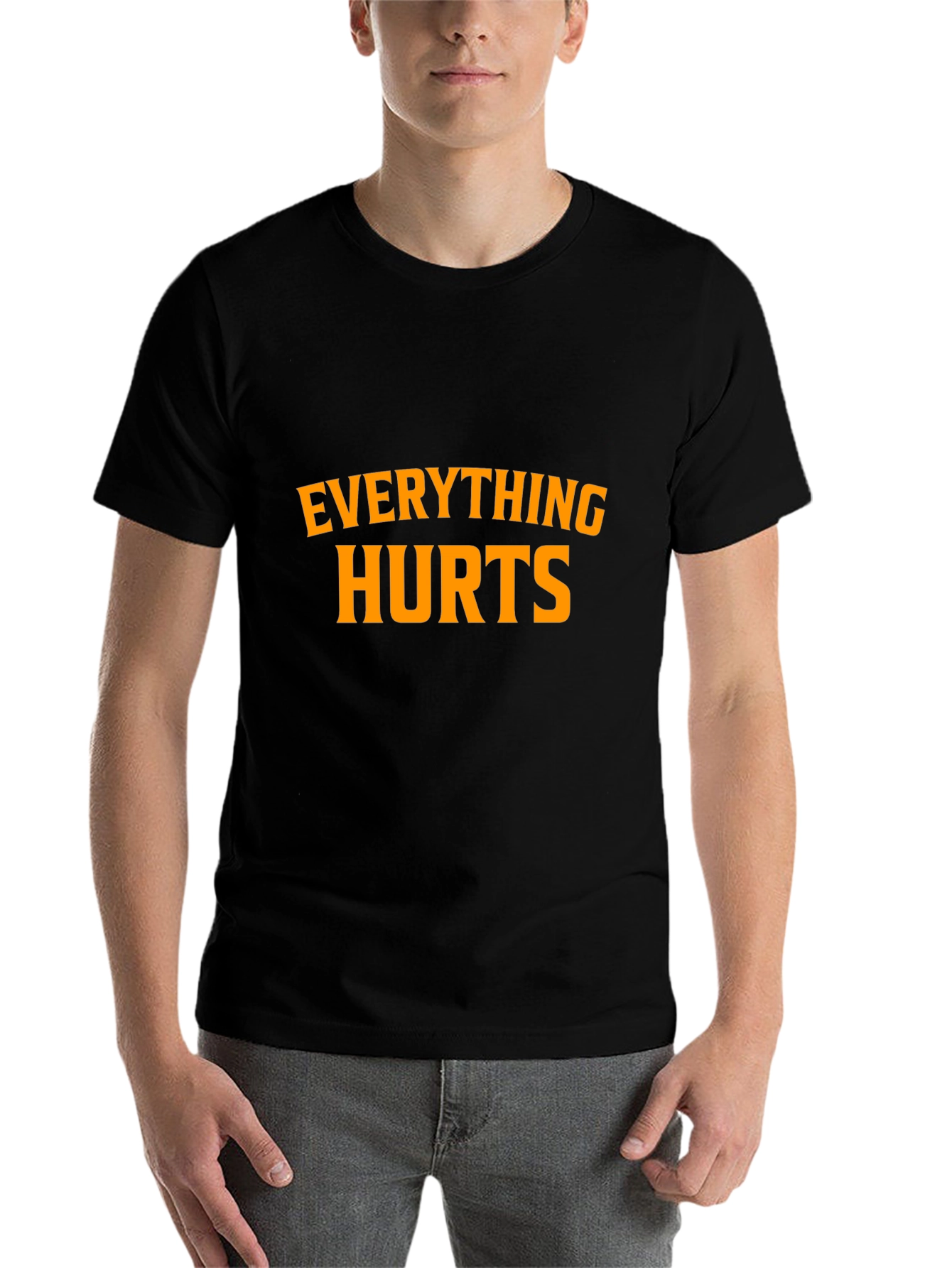 Black Everything Hurts Black Graphic T-Shirt view 7