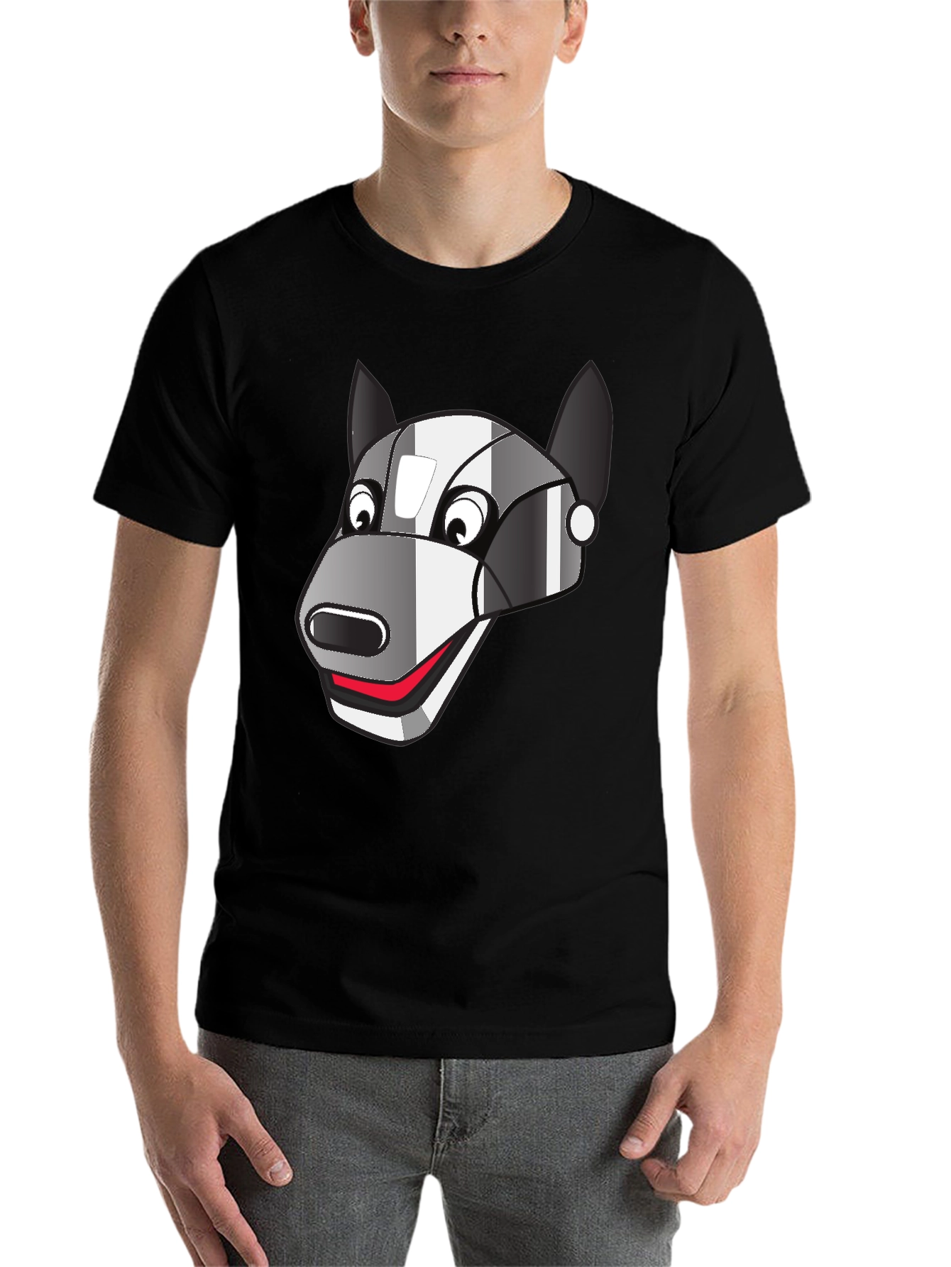 Black Robot Dog Graphic Tee - Black Cotton Blend view 7