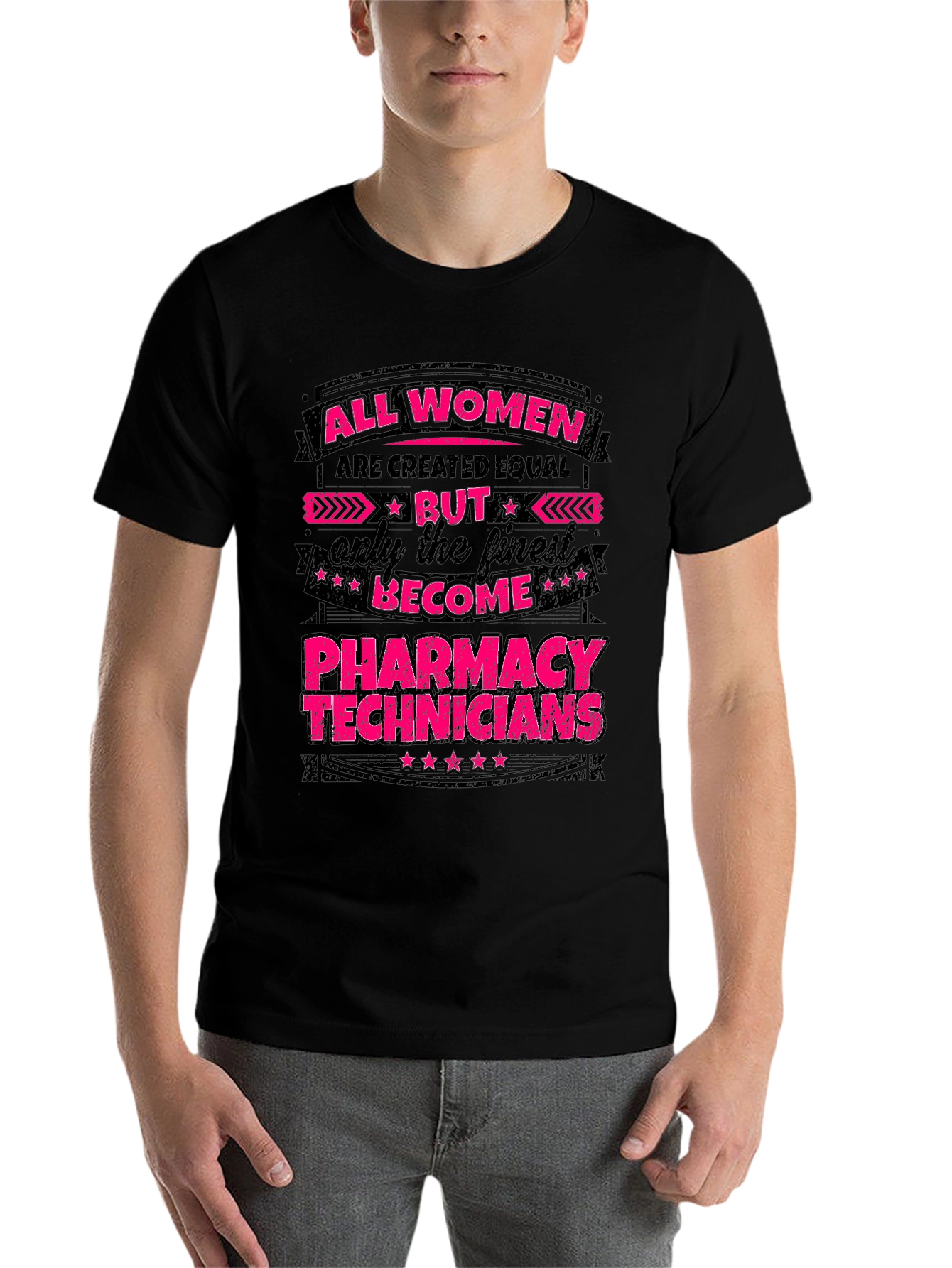 Black All Women Pharmacy Tech T-Shirt - Black Cotton Blend view 7