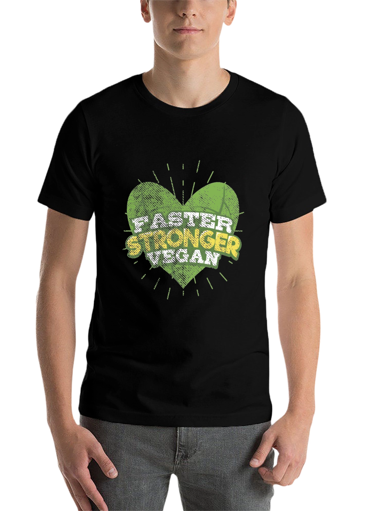 Black Faster Stronger Vegan T-Shirt view 7