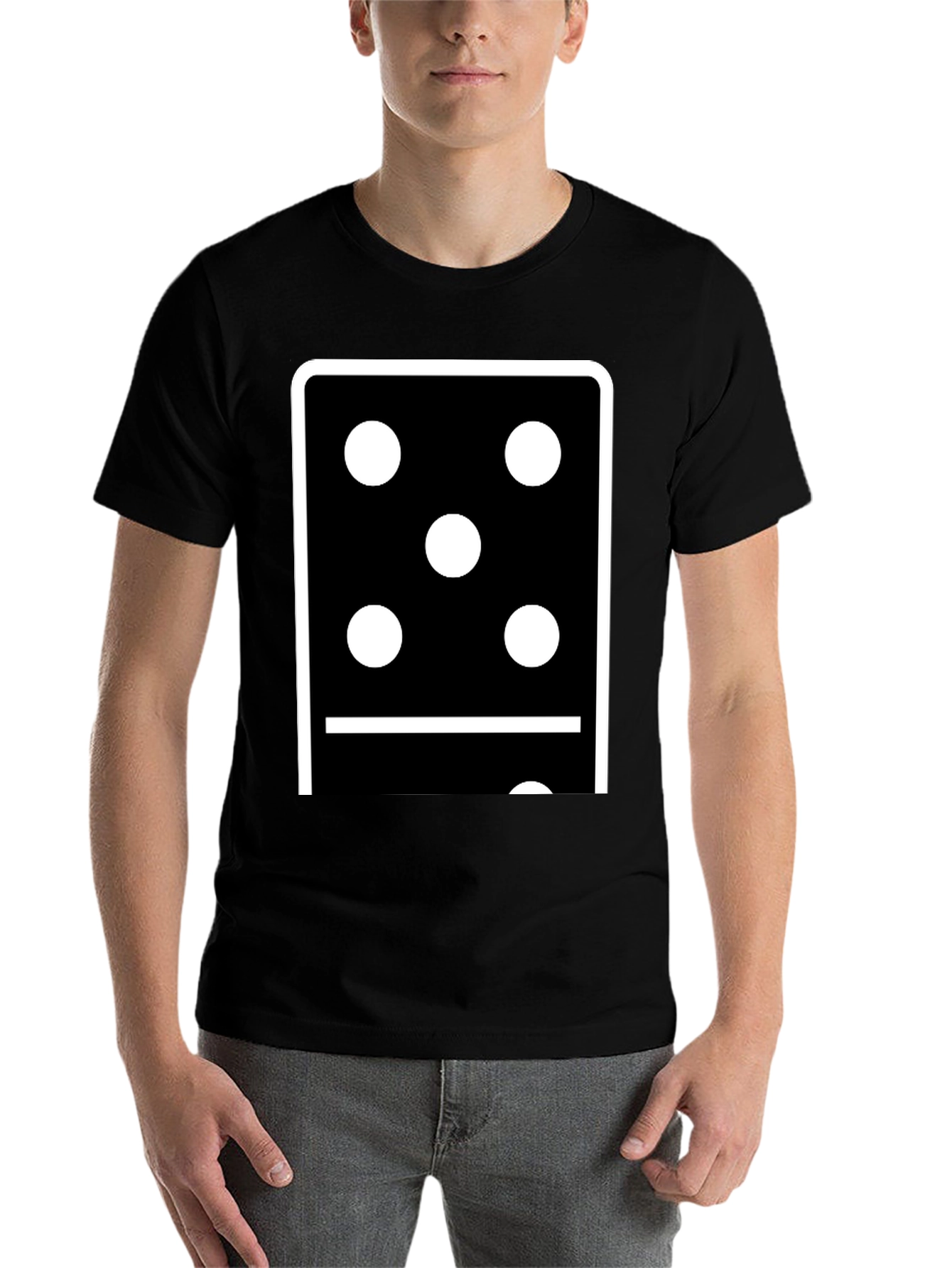 Black Domino Five-One T-Shirt - Black Cotton Graphic Tee view 7