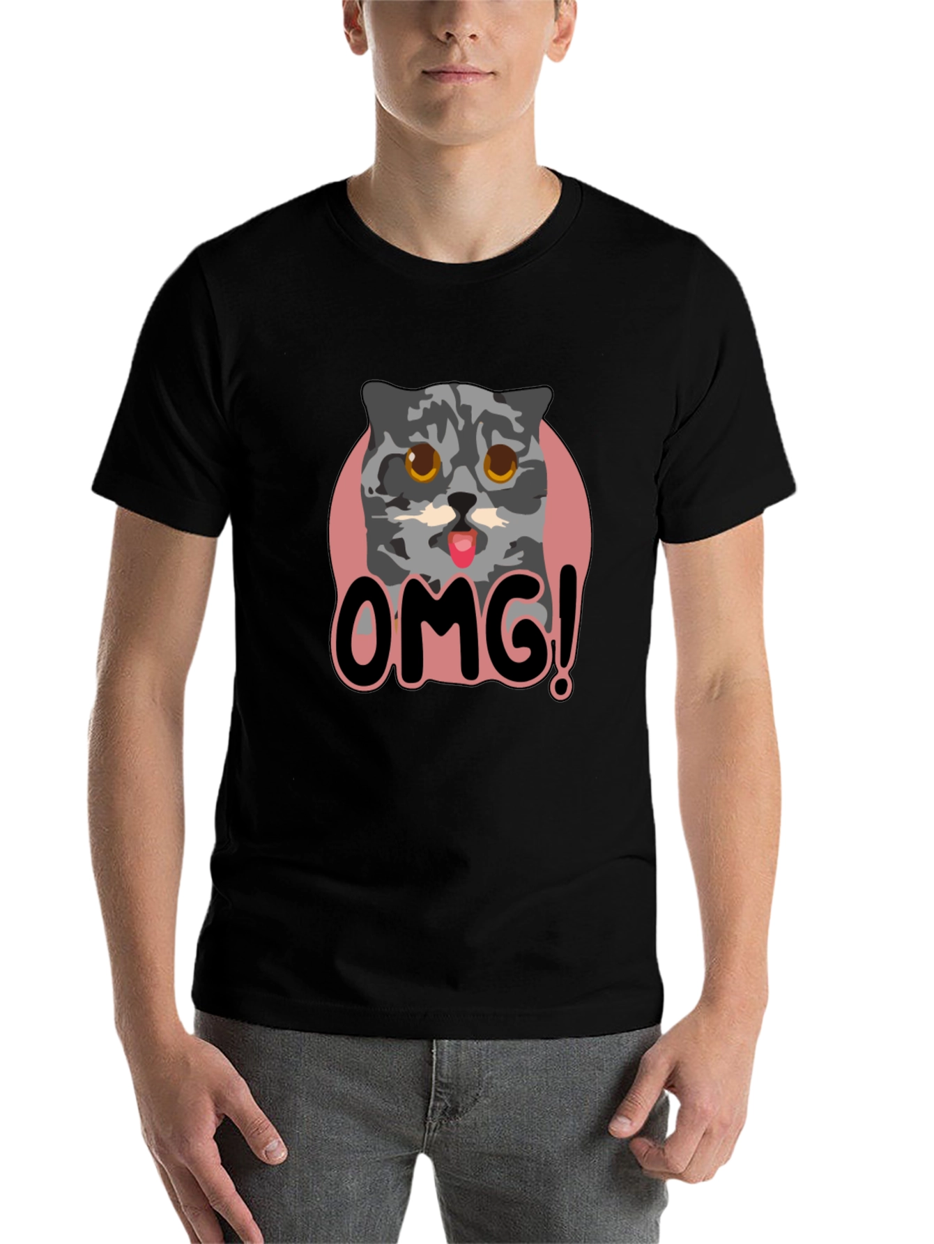 OMG Cat Graphic Tee - Unisex Black T-Shirt - 7