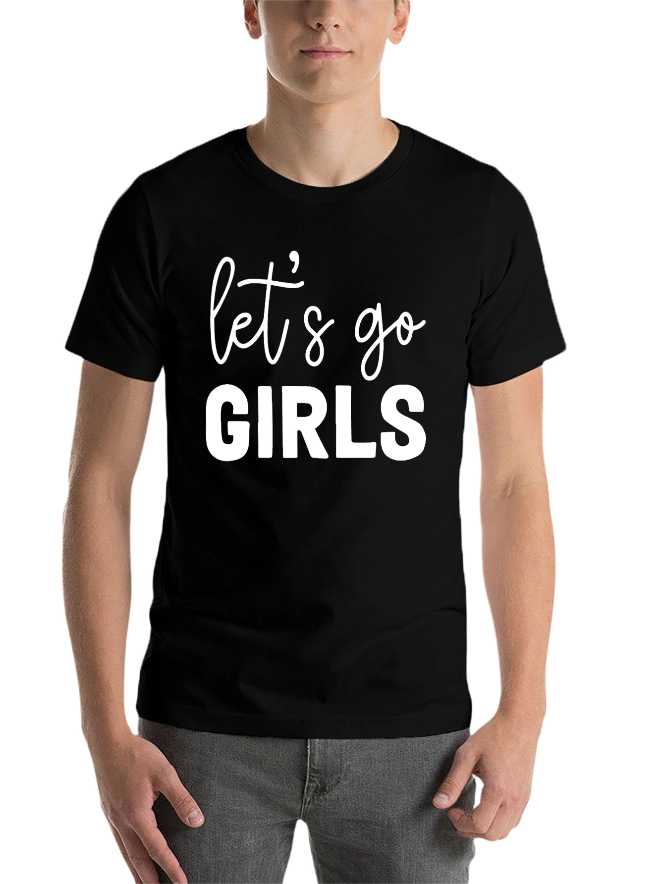 Black Let's Go Girls T-Shirt, Trendy Graphic Tee view 7