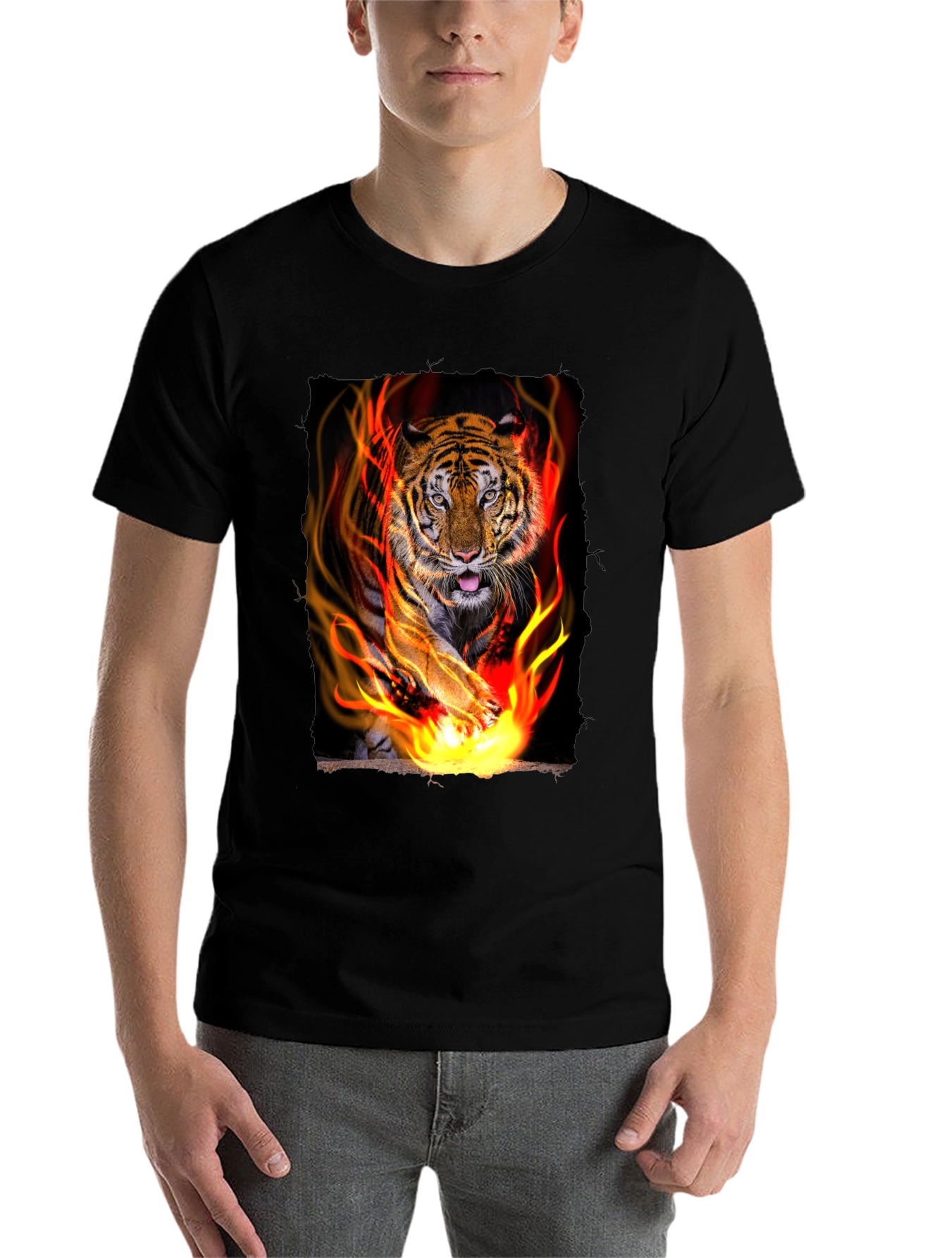 Black Tiger Graphic Tee - Men's Black T-Shirt view 7