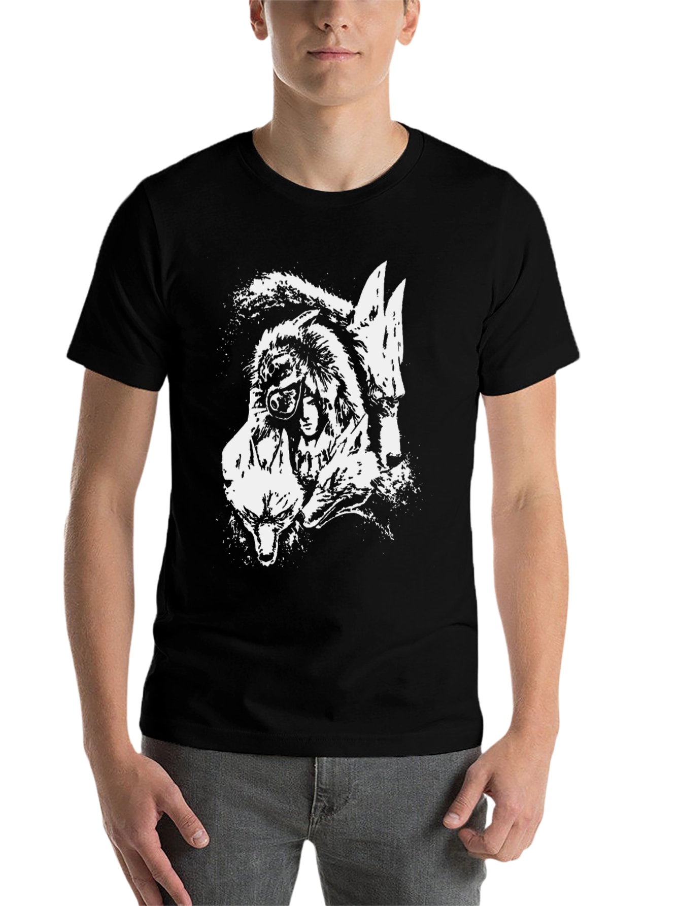 Black Wolfpack Graphic Print Black T-Shirt view 7