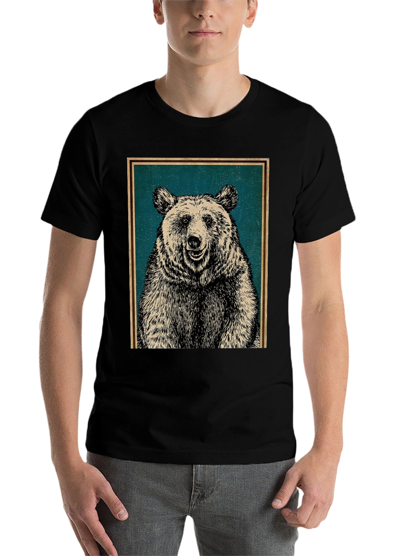 Black Bear Graphic Print Crew Neck T-Shirt view 7