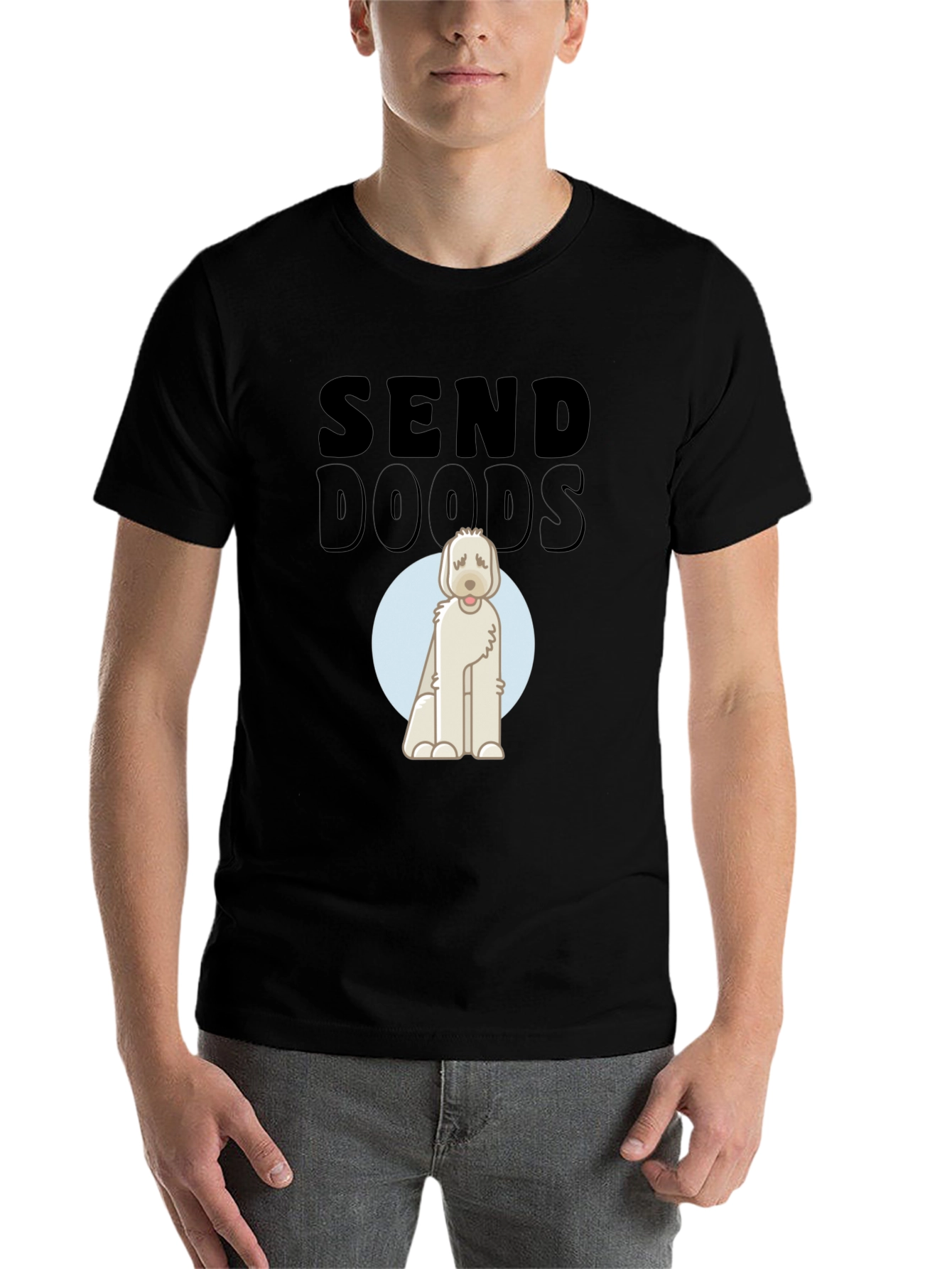 Black Send Doods T-Shirt - Funny Doodle Dog Tee view 7