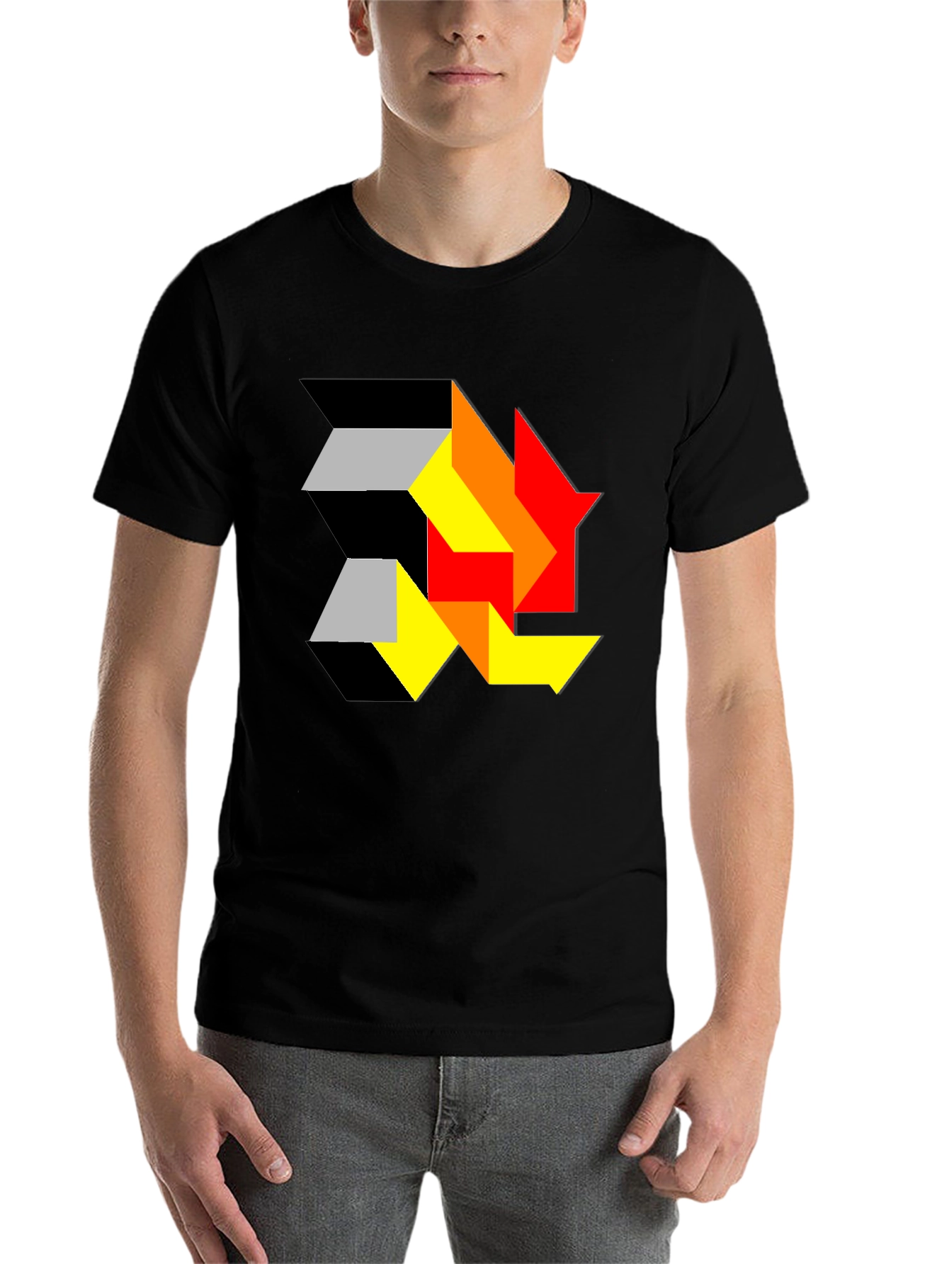 Black Abstract Geometric T-Shirt - Modern Art Design view 7