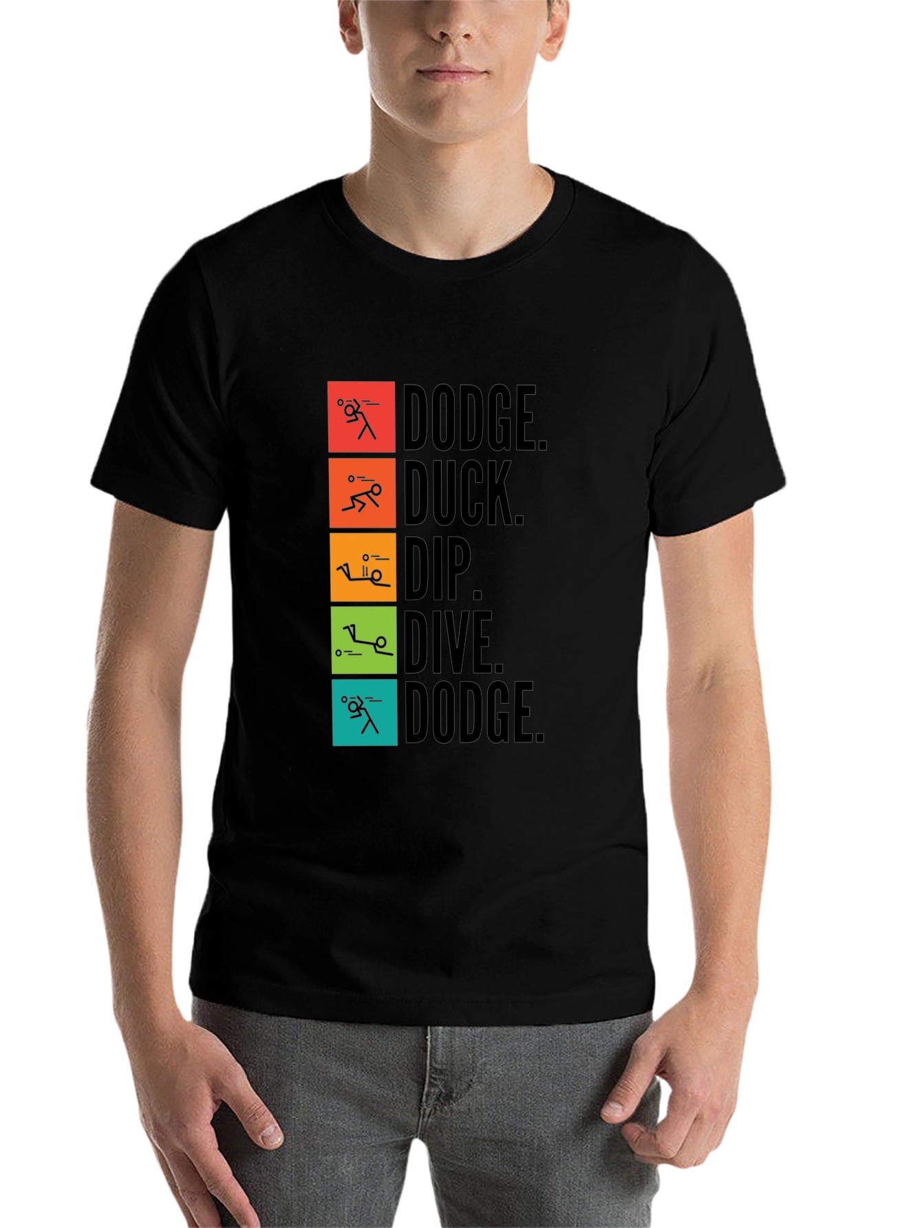 Black Dodgeball Stick Figure Graphic Tee view 7