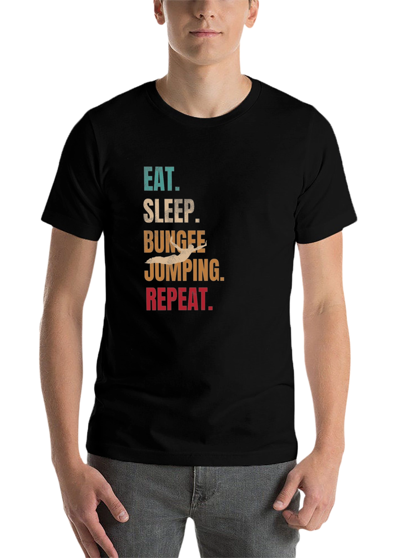 Eat Sleep Bungee Jump Repeat Black T-Shirt - 7