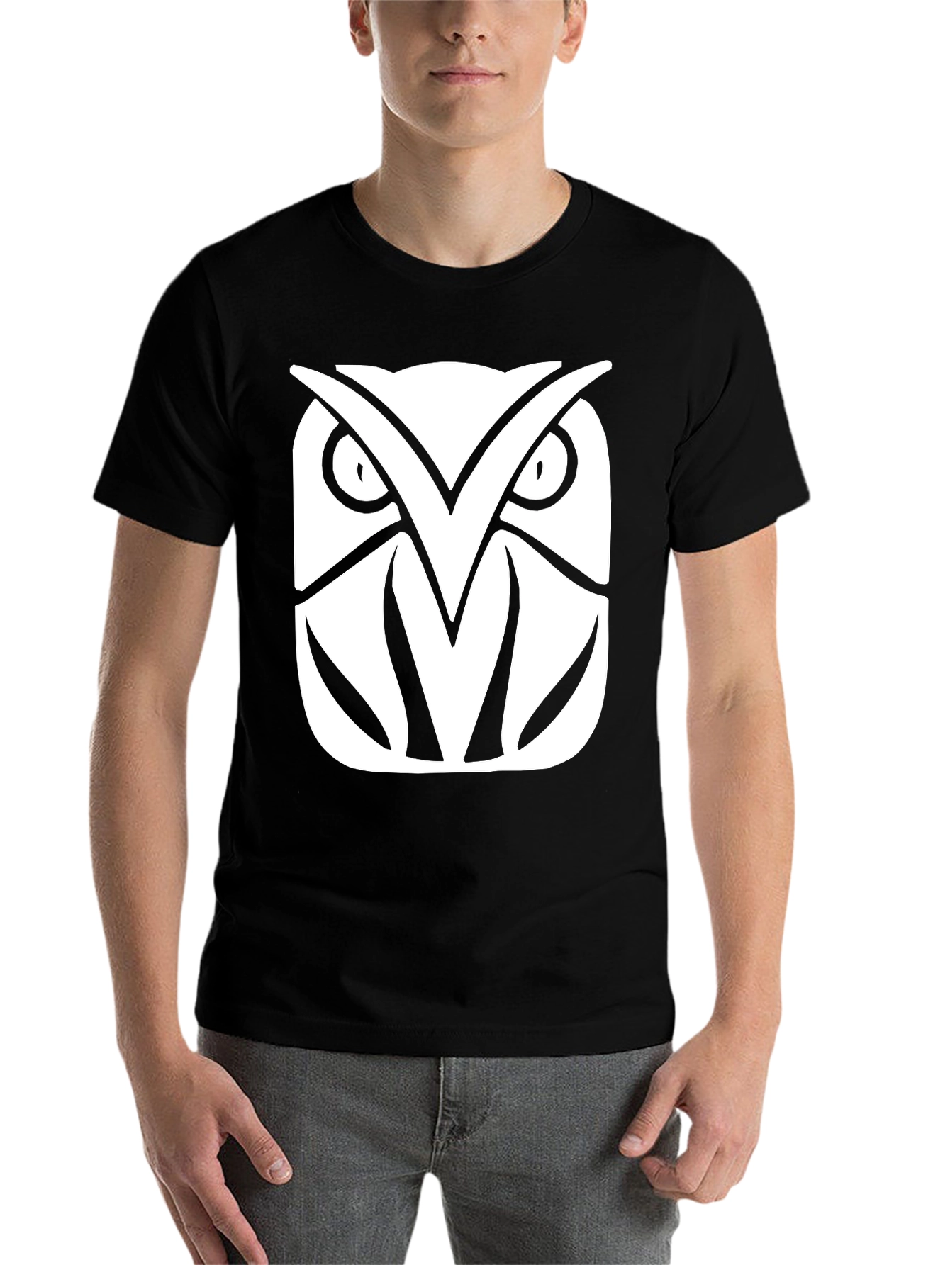 Black Owl Graphic Print Black T-Shirt view 7