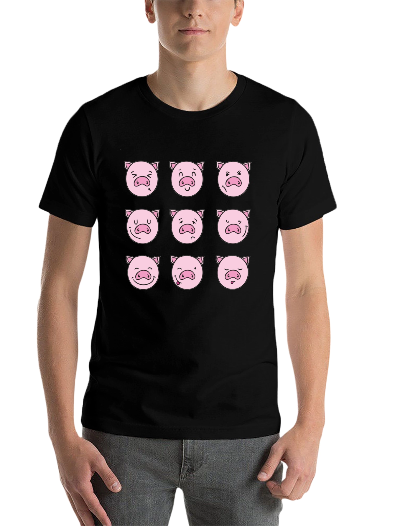 Black Pig Emoji Graphic Tee view 7