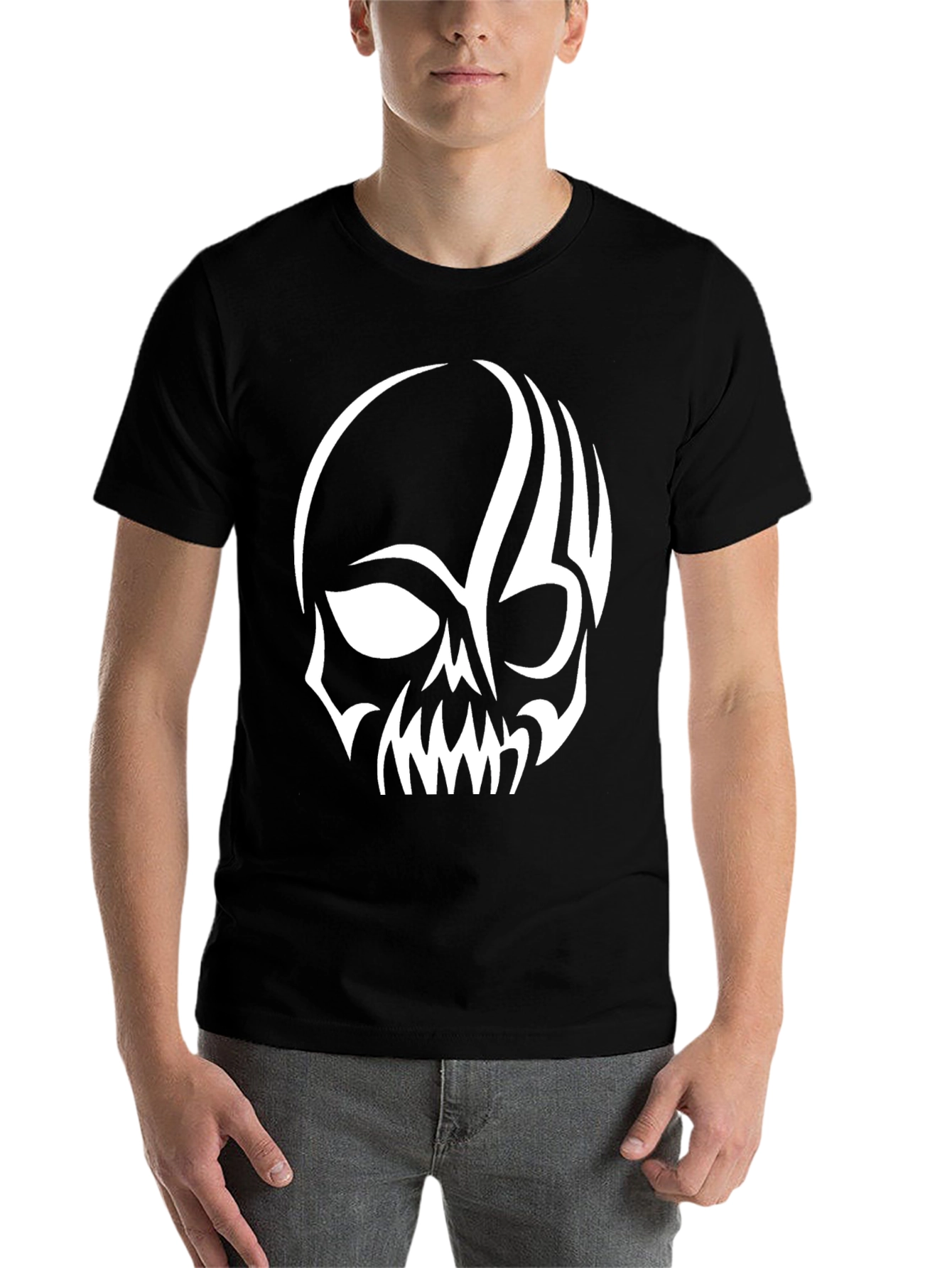 Black Skull Graphic Tee - Men's Black T-Shirt view 7