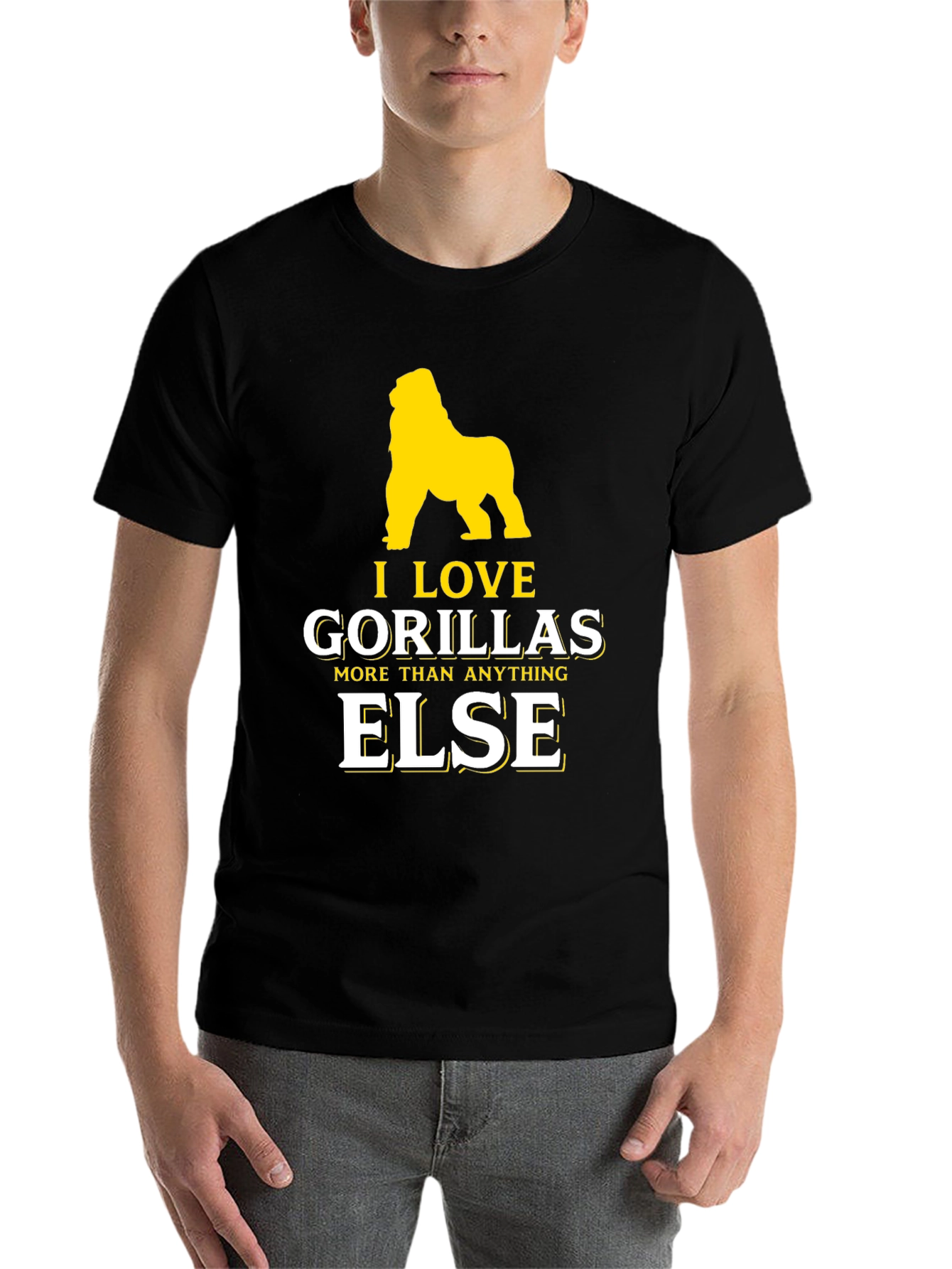 Black I Love Gorillas Graphic T-Shirt - Unique Design view 7